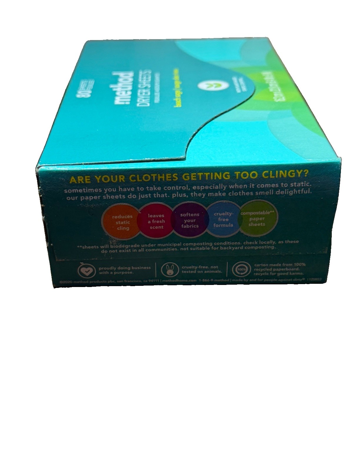 Method Dryer Sheets Beach Sage 80 Sheets Plant-Based Laundry NEW Sealed