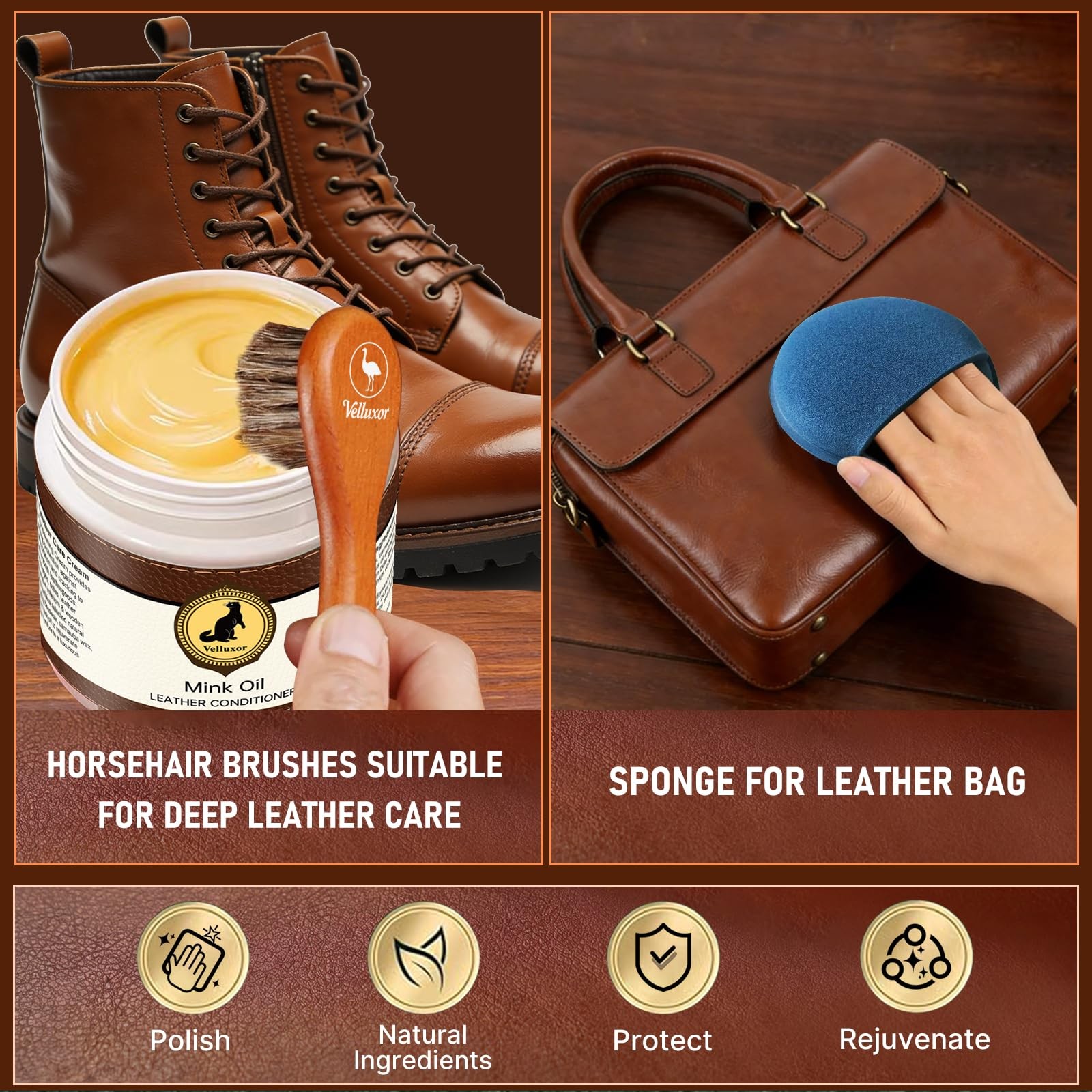 Natural Mink Oil Leather Conditioner 8.2oz Cleaner Balm Restores Protects Boots