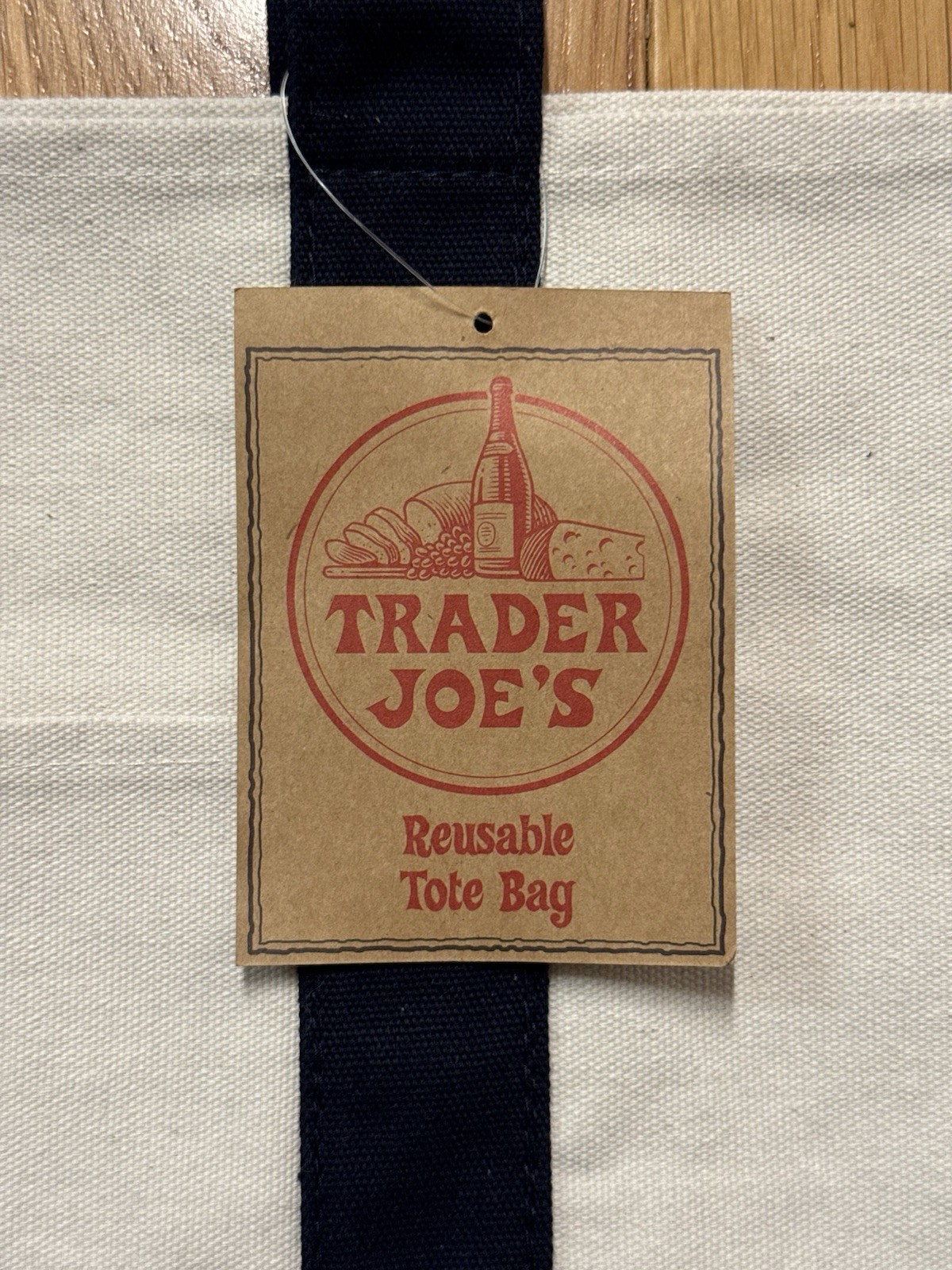Trader Joe’s Large Classic Canvas Tote Bag Navy Blue Heavy Duty Limited Edition