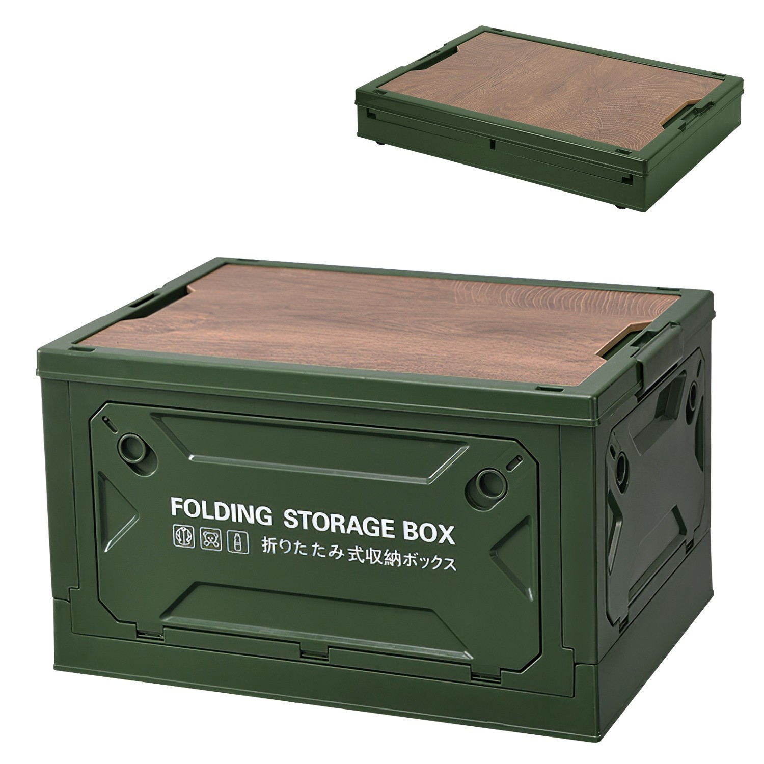Stackable Storage Bin Collapsible Camping Bin Organizer White/Green Shelf Box US
