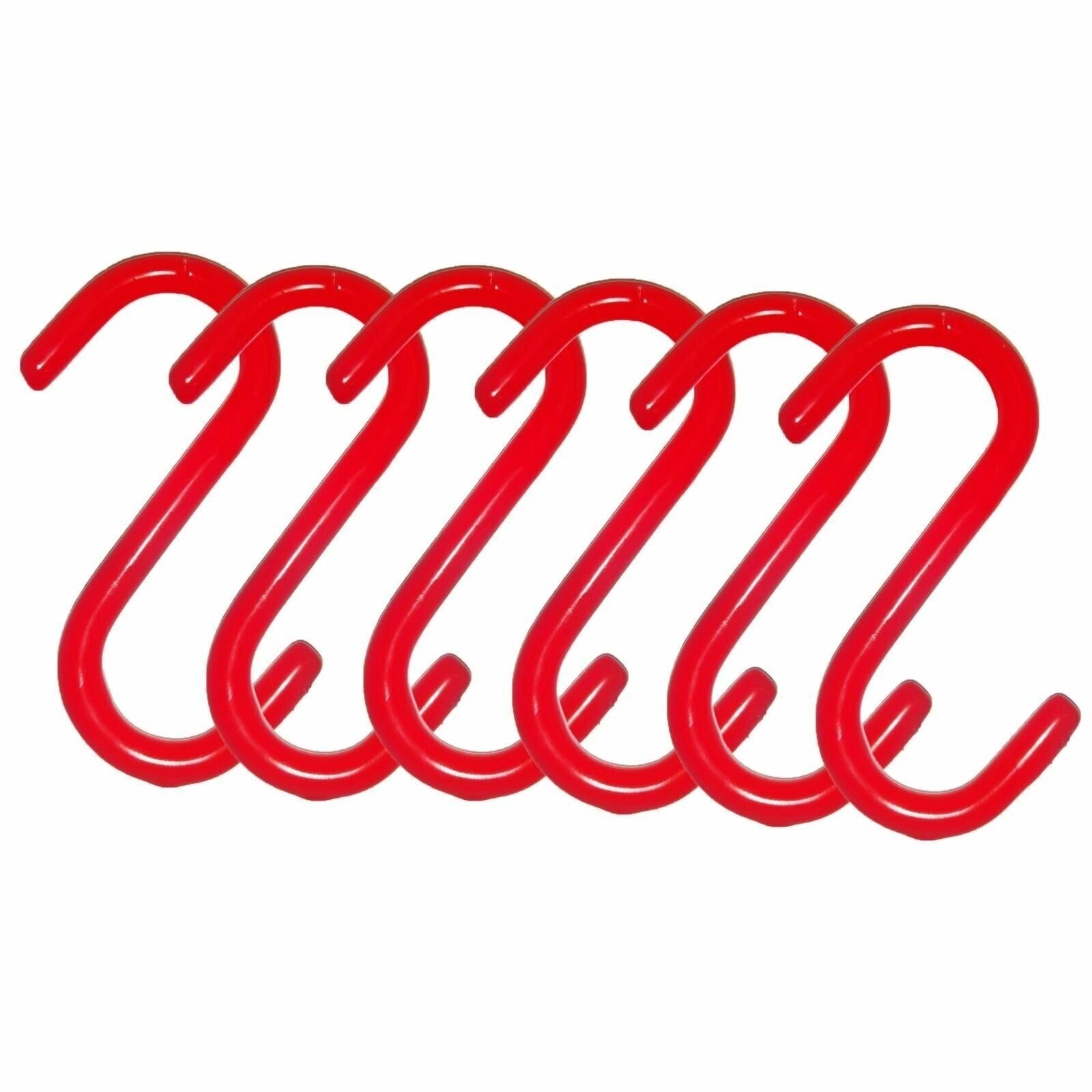6 Pieces 3″ inch Red Vinyl Coated S Shaped Hooks for Hanging Kitchen Rack