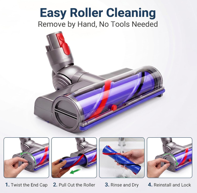 Direct Drive Brush Head for Dyson V7 V8 V10 V11 V15 Vacuum Cleaner Attachment