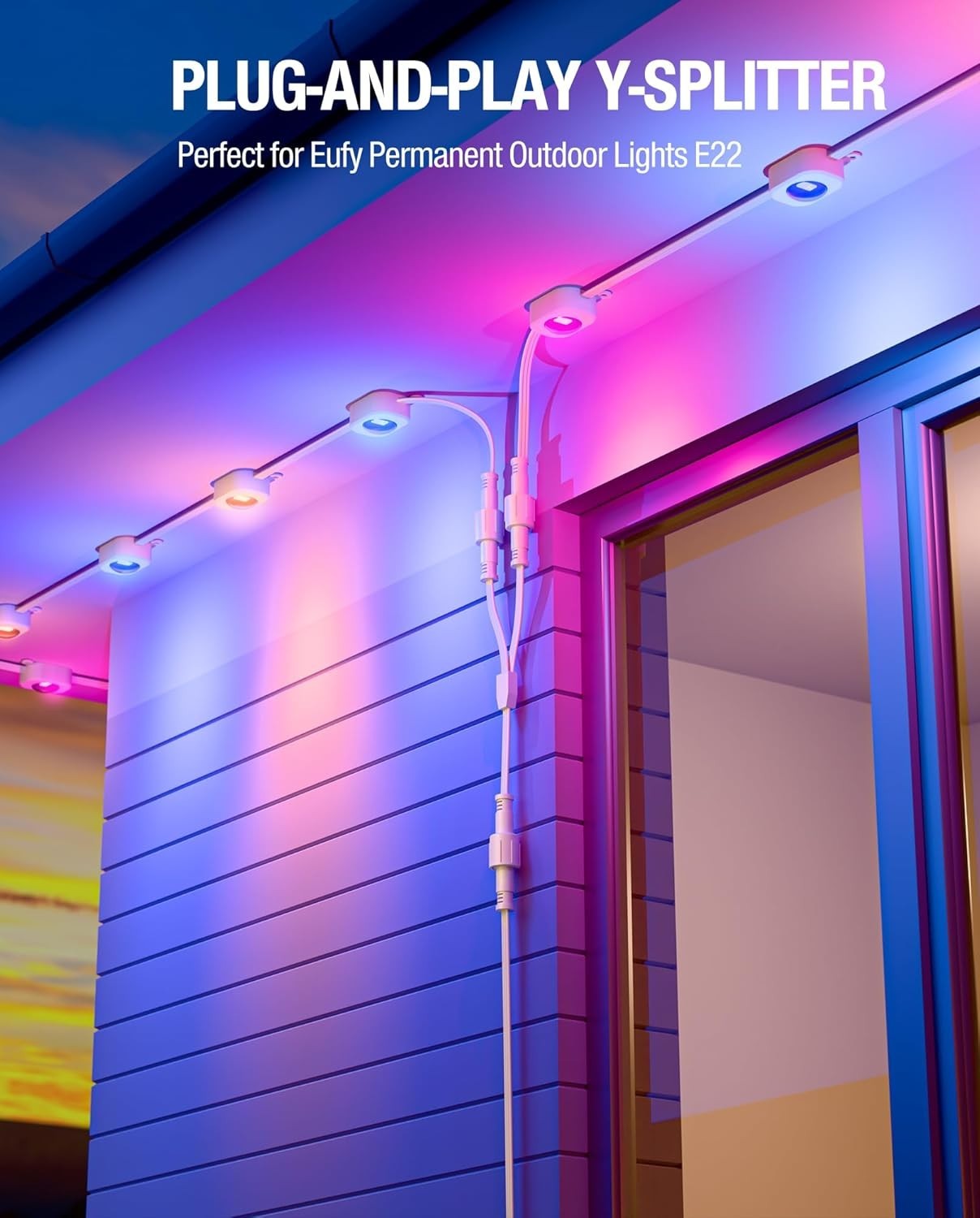 Y-Splitter for Eufy Permanent Outdoor Lights E22, S4 & Linkind HP5, Y-Shaped Ext