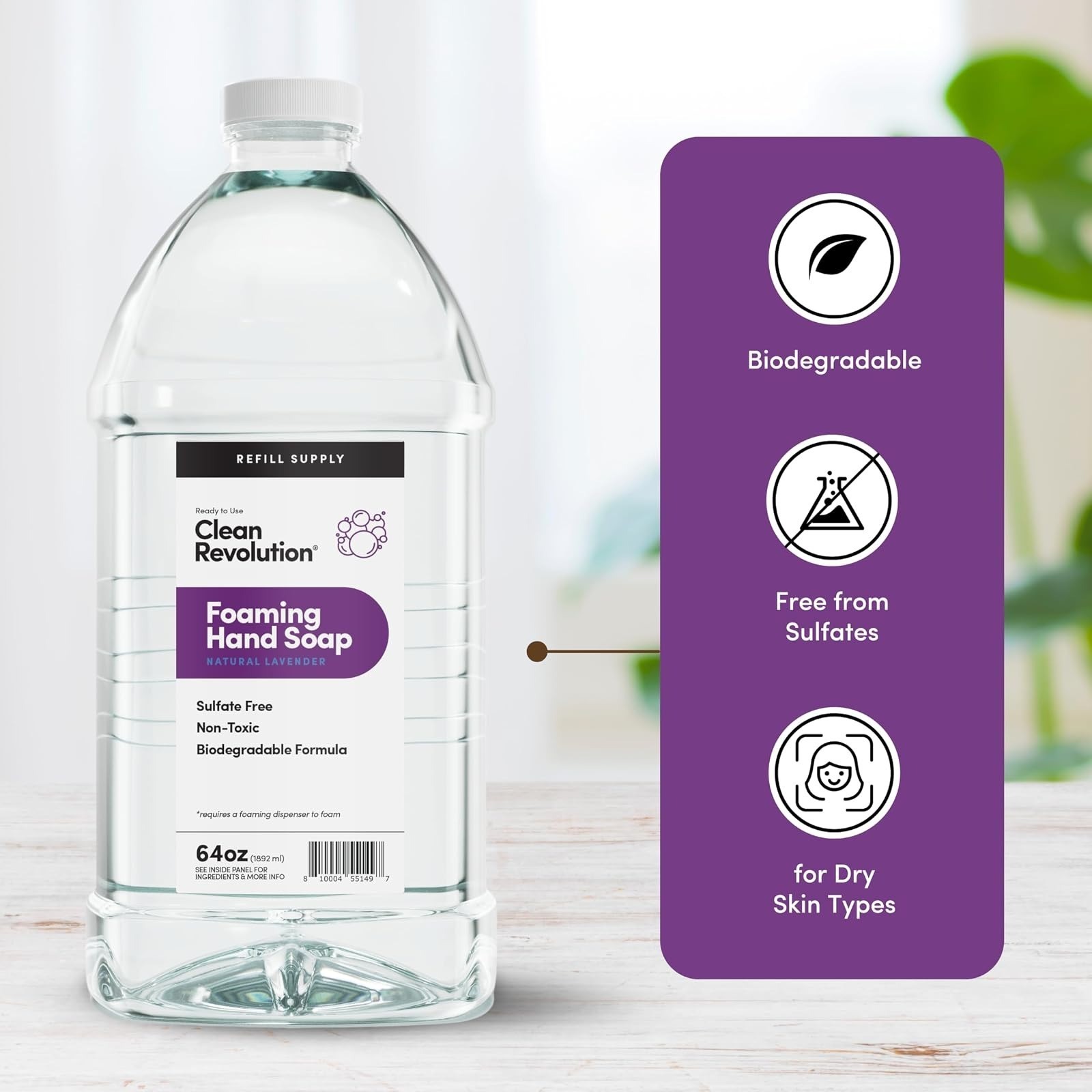 Foaming Hand Soap Refill 64 fl oz Lavender Clean Revolution