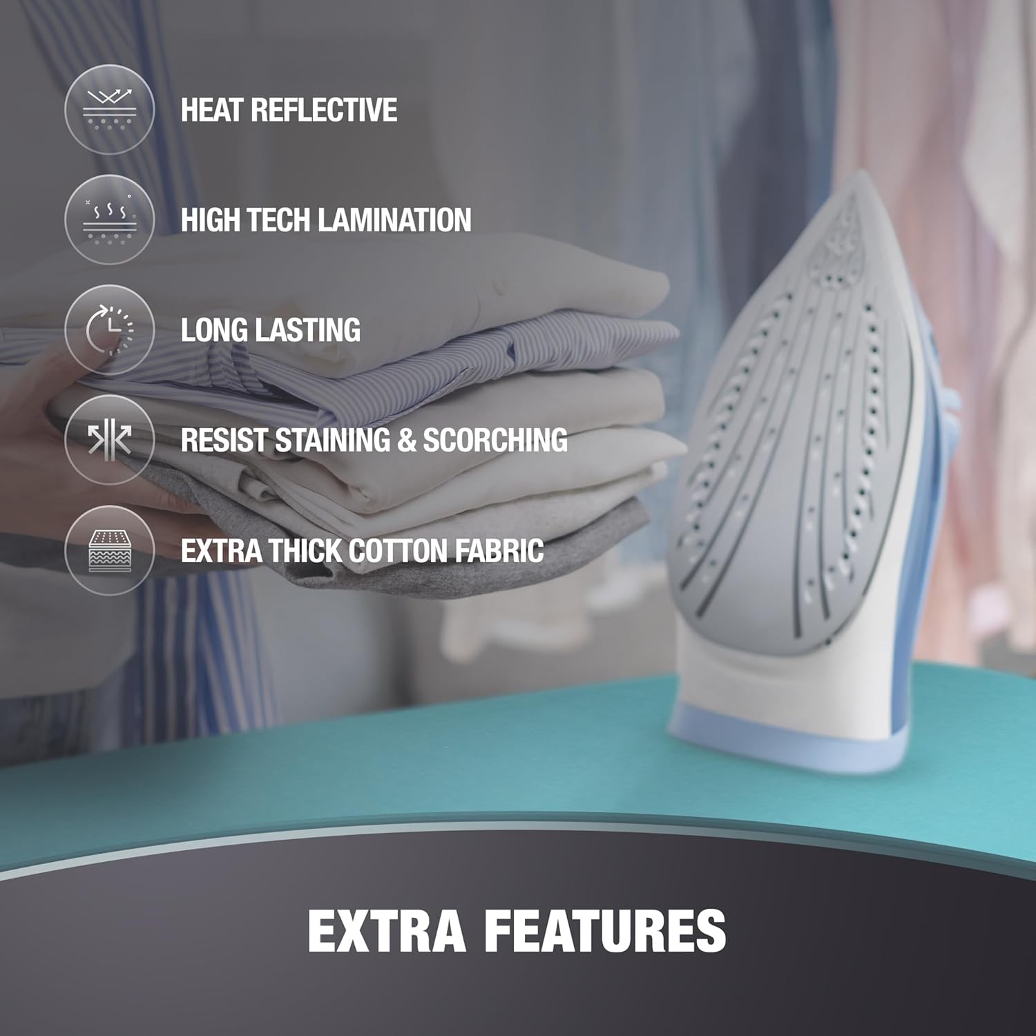 Extra Thick Ironing Board Covers with Pad Standard Size 15×54, Heat Reflective F