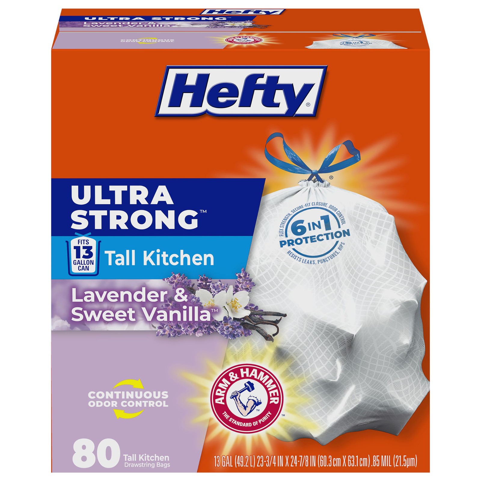 Hefty Ultra Strong 13 Gal Kitchen Trash Bags Lavender Vanilla 80ct FROM USA