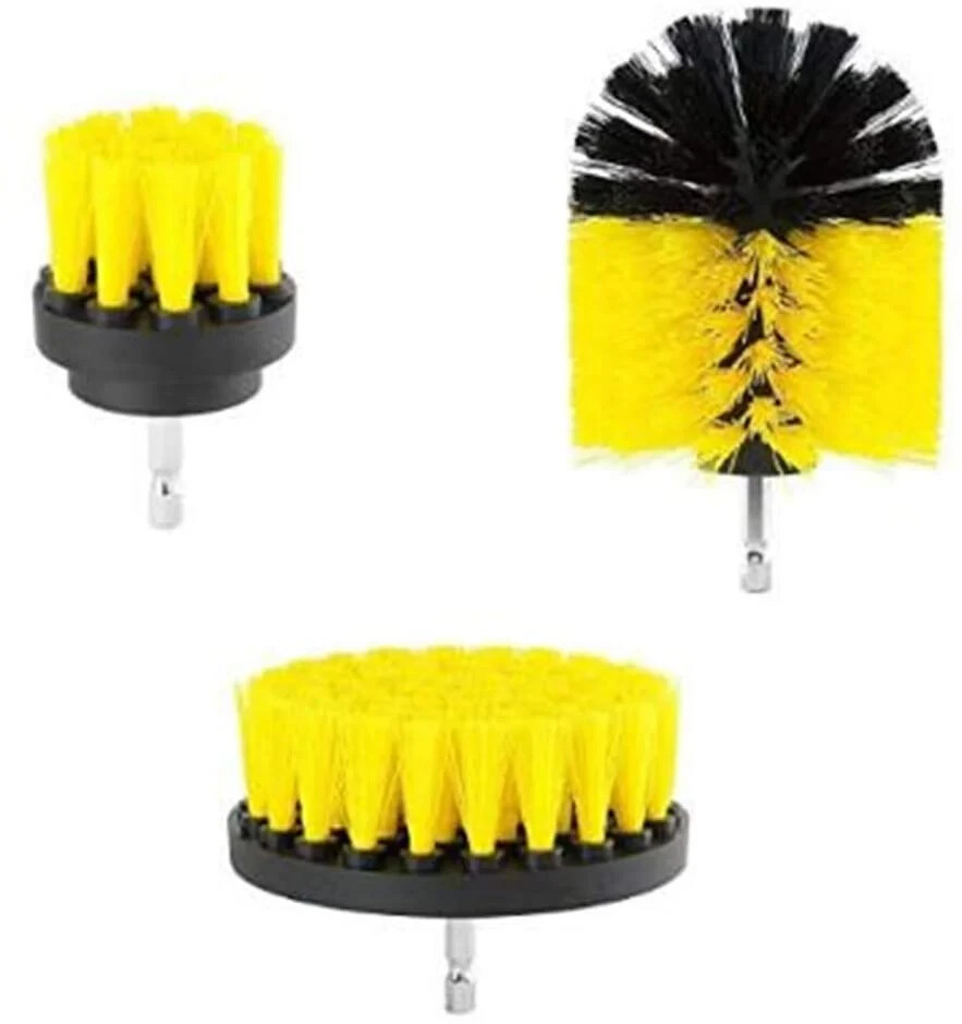 Yellow Bristle Medium Stiffness Drill Brush Set-3 pack Assorted Drill Brush Kit