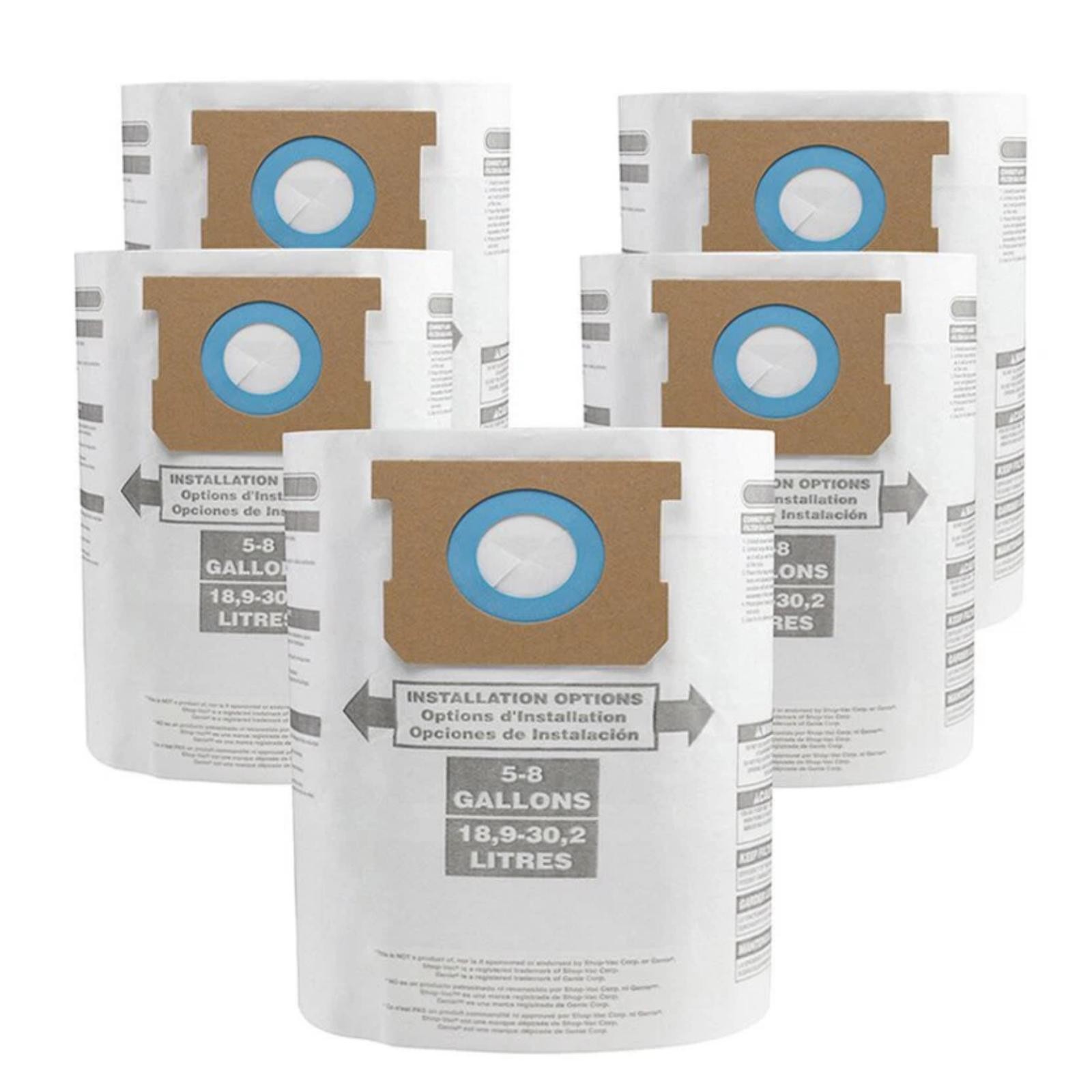 5 Pack Vacuum Cleaner Dust Collection Bags Fit For Ridgid VF3503, VF2004