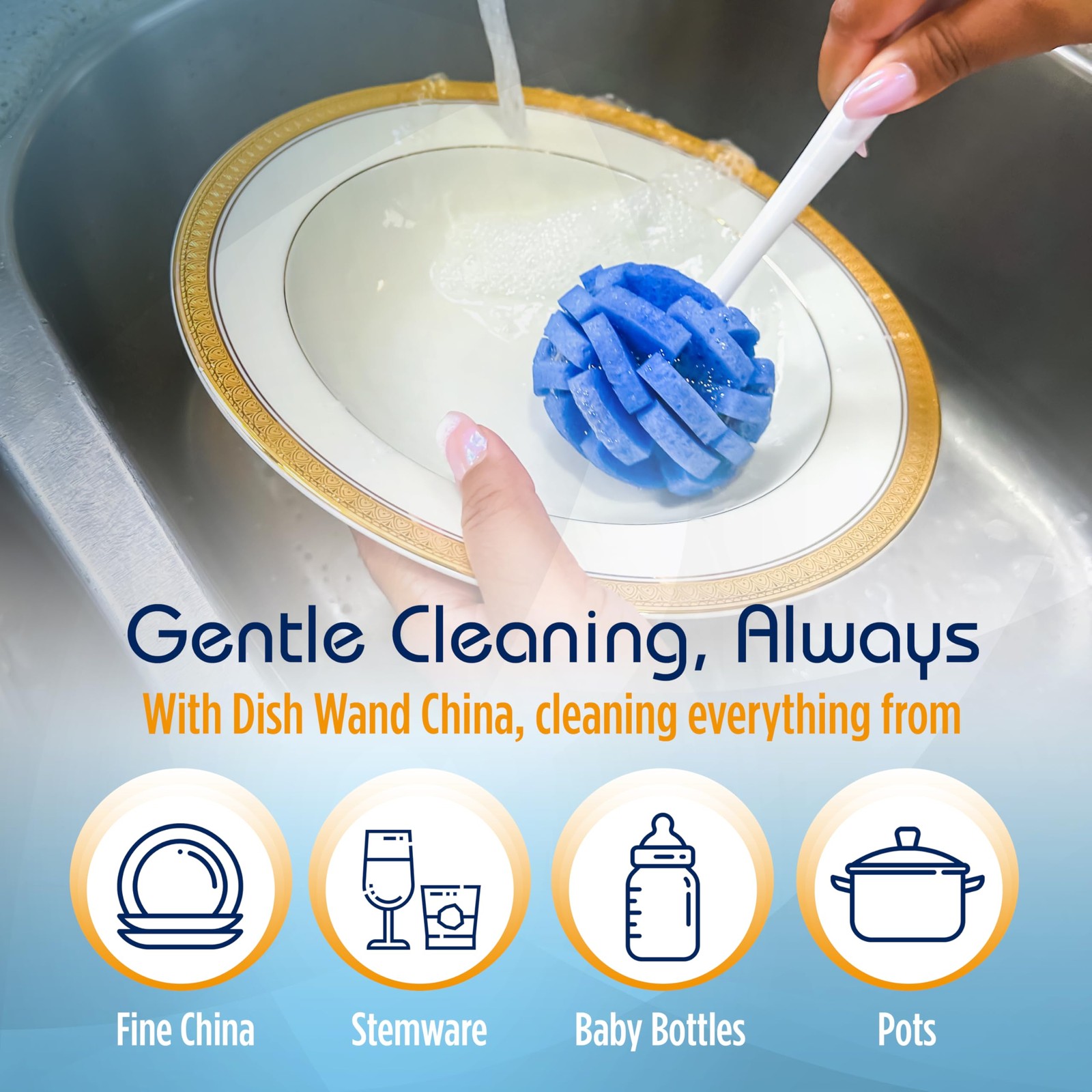 Dish Wand China Durable Foam Sponge Petals Brush and Clean Dishes, Pots, Bott…