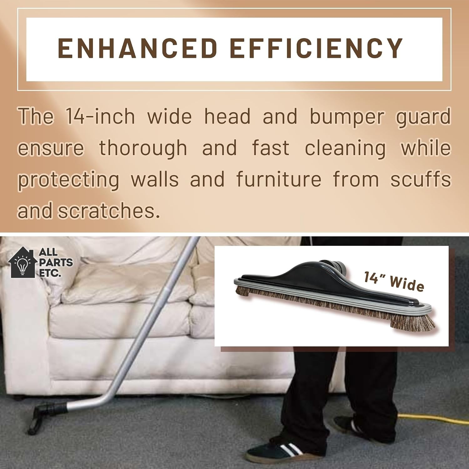Backpack Vacuum Cleaner Hard Wood Tile Floor Brush 14” Wide with Bumper for N…