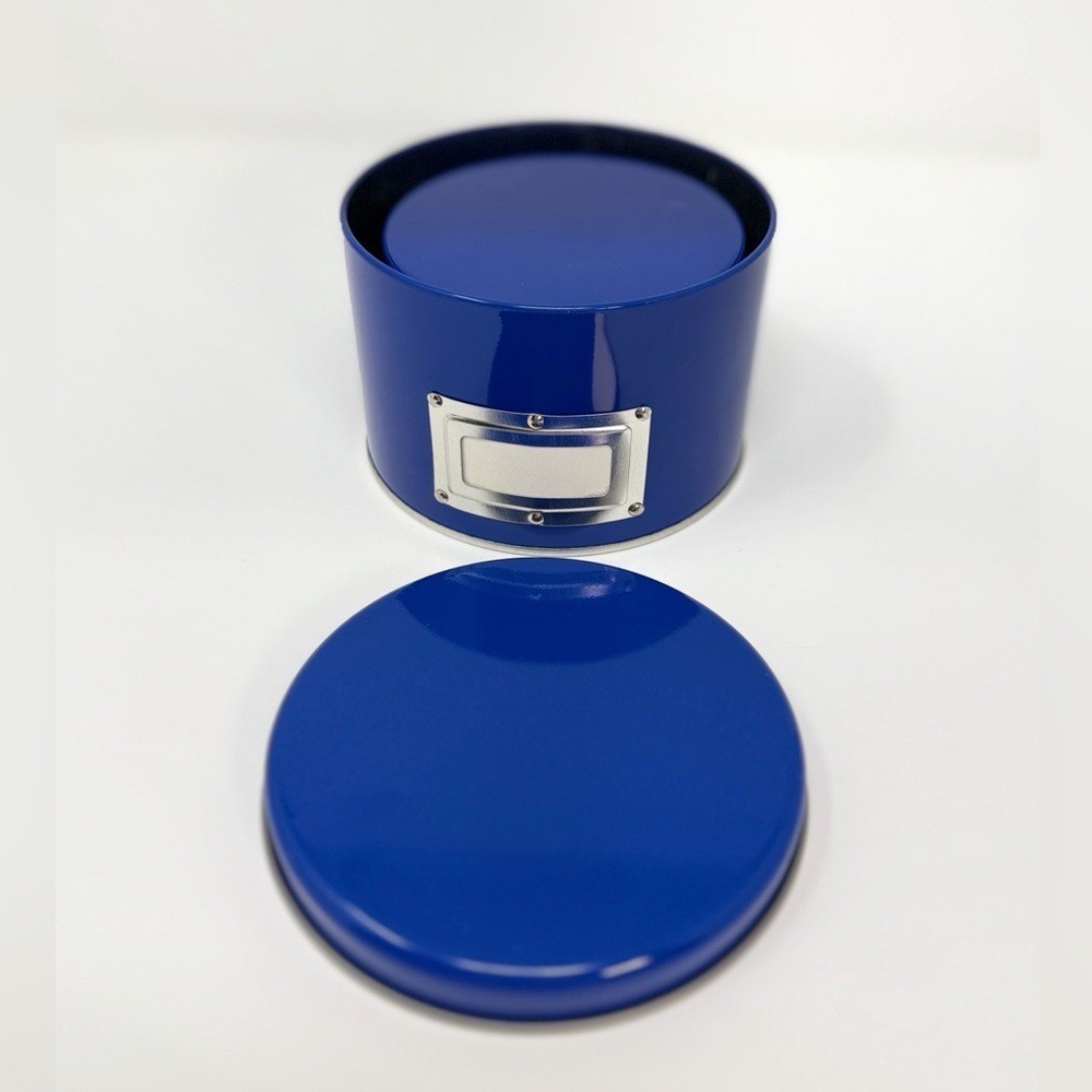 Blue Nesting Storage Tins Set of 3 Minimalist Home Organization Decor