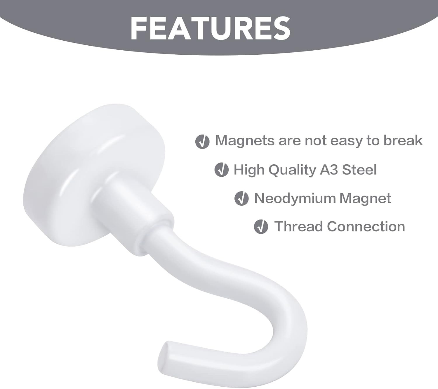 Stainless Steel Magnetic Hooks – 10 Pack, 30lbs Capacity for All Your Needs