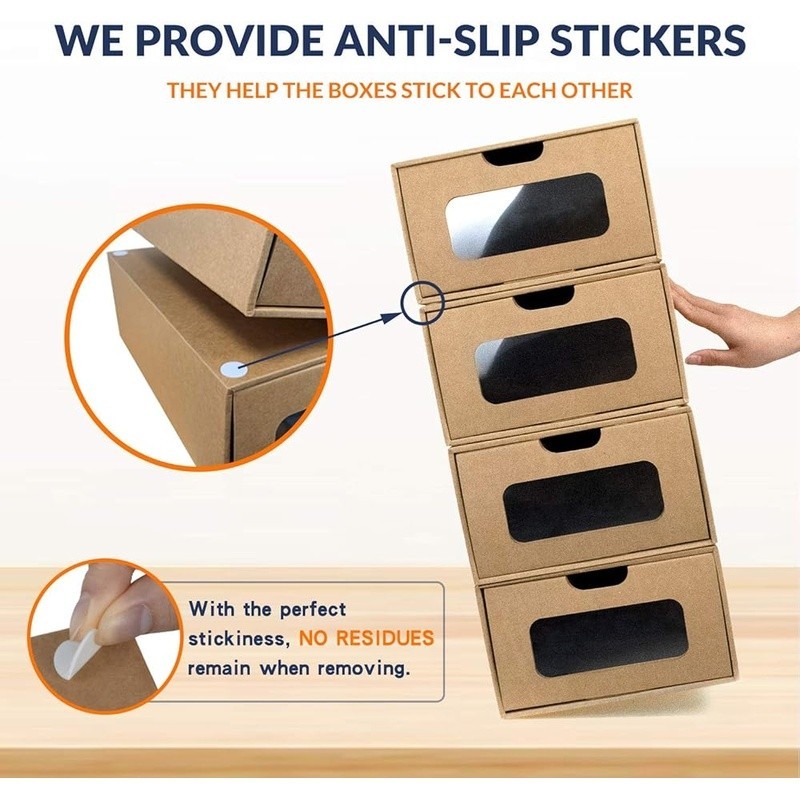 Stackable Shoe Storage Box Drawer Design Transparent Durable Cardboard Organizer