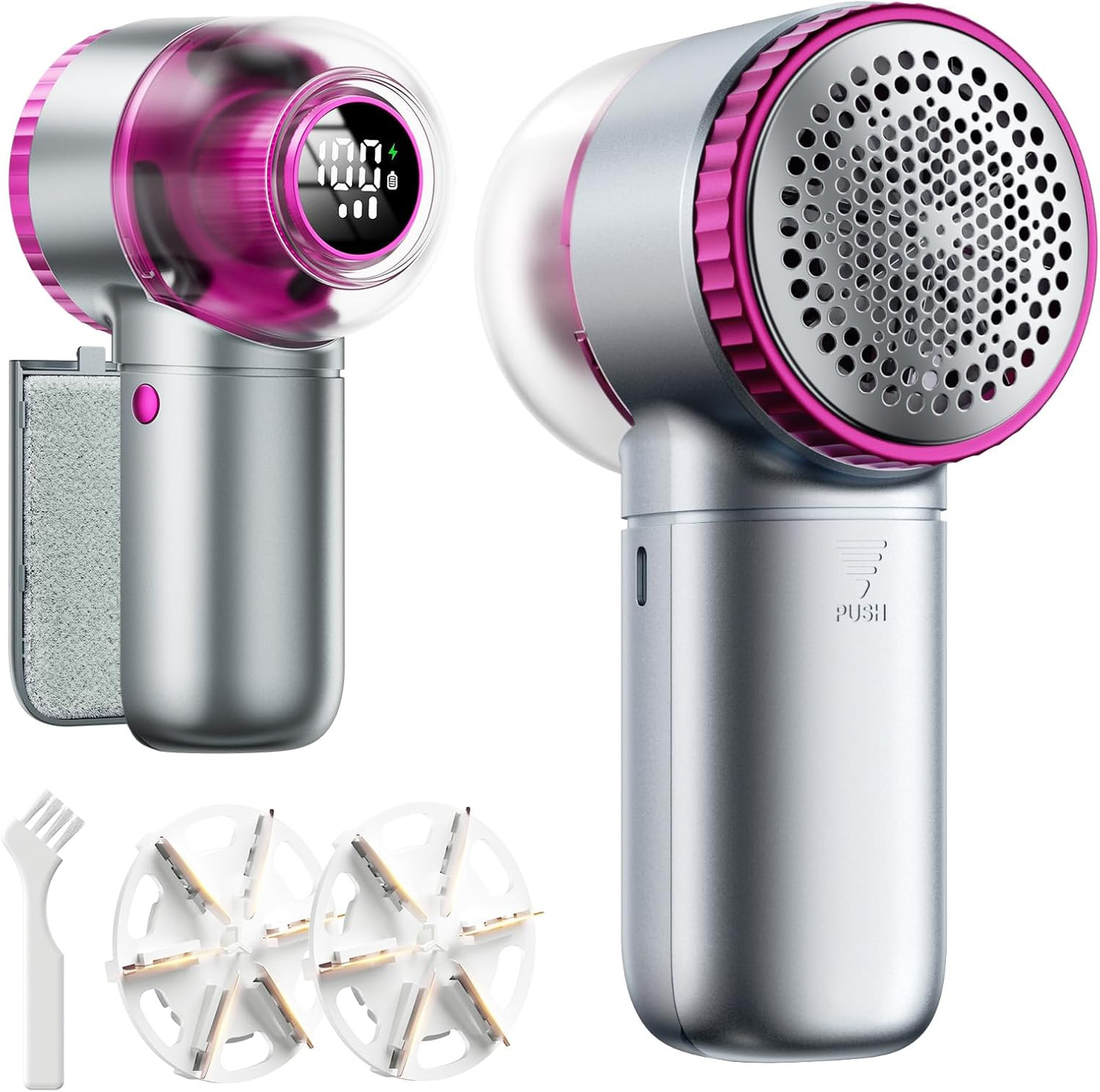 Fabric Shaver with Lint Brush Large Digital Display 3 Speeds Electric Sweater
