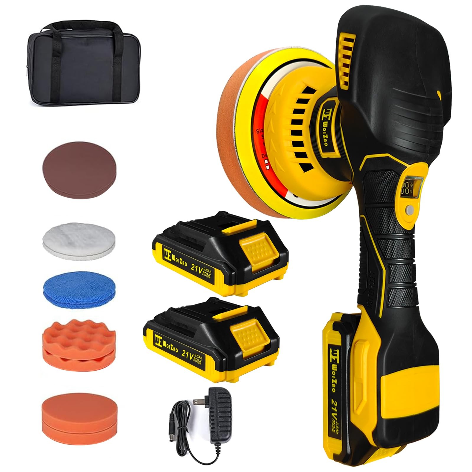 Cordless Car Buffer Polisher kit with 21V 2 X 2.0Ah Rechargeable Batteries,6 …