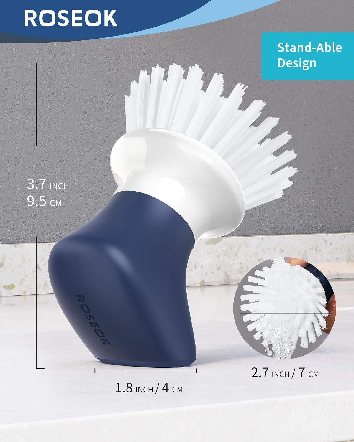 Dish Scrub Brush, Palm Brush, Kitchen Brush, Nylon Bristles | Self-Standing Dish