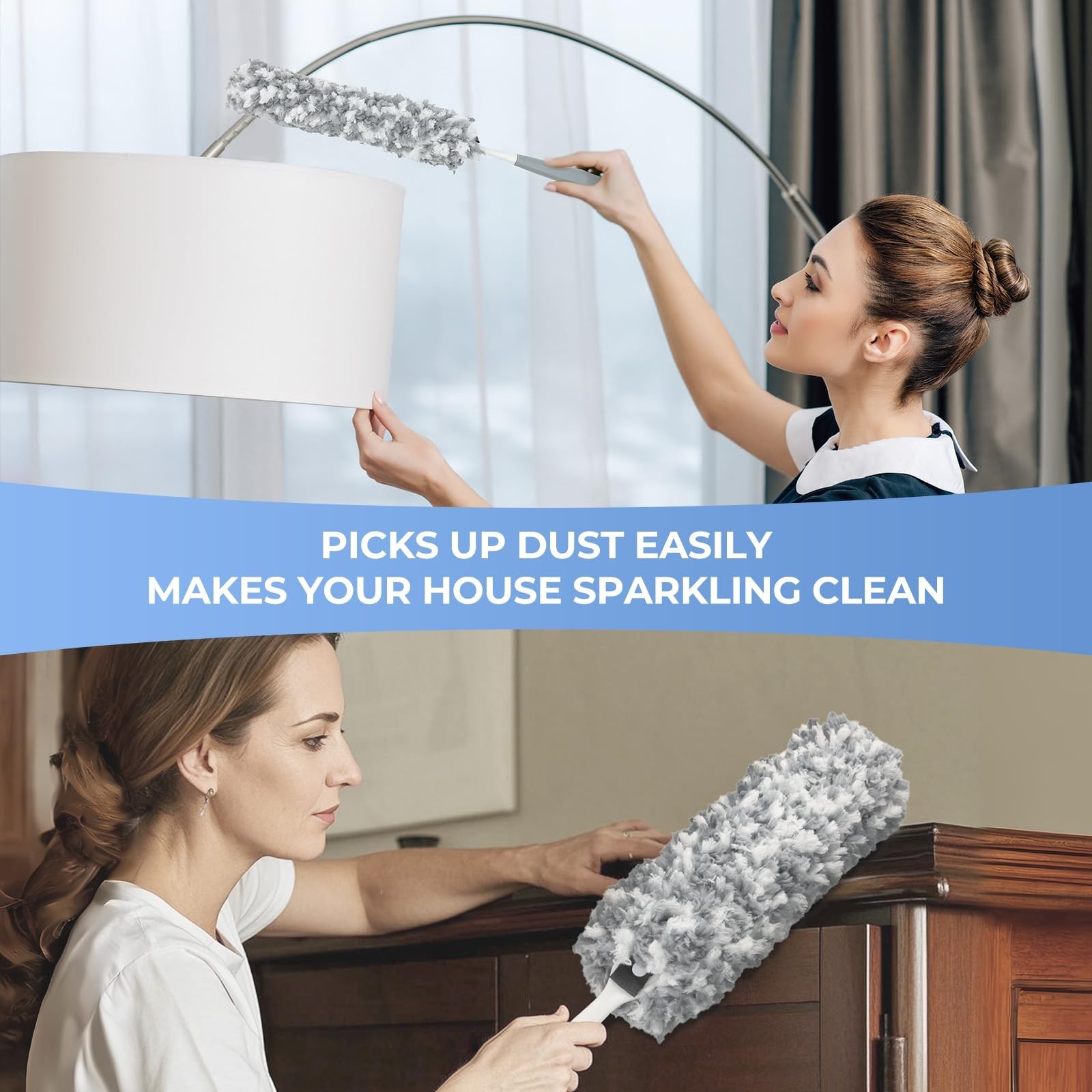 Microfiber Duster with an Extra Washable and Reusable Duster Head, Microfiber…