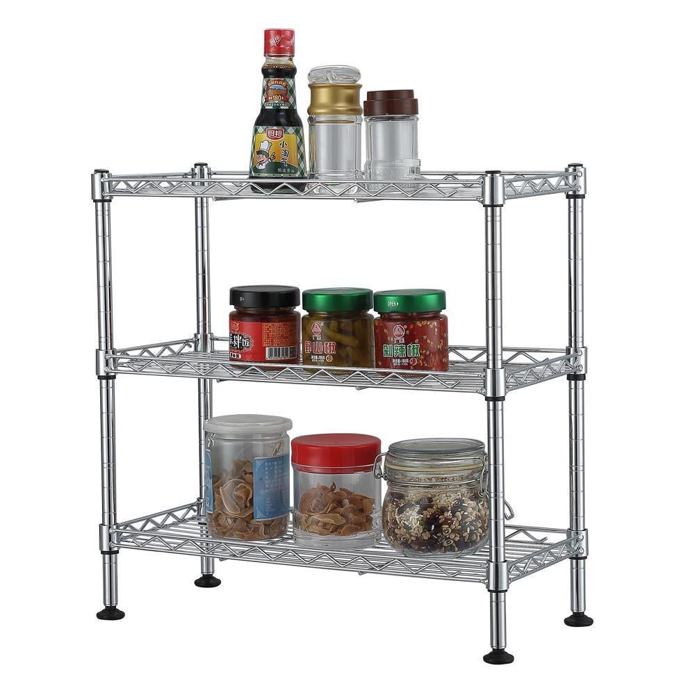 3 Tiers Wire Shelving Rack Shelf Adjustable Commercial Garage Kitchen Wide Use