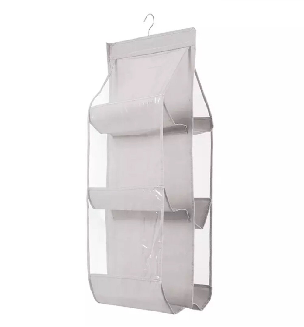 Hanging Handbag Organizer for Wardrobe – 6 Pocket Shelf Bag Storage Holder