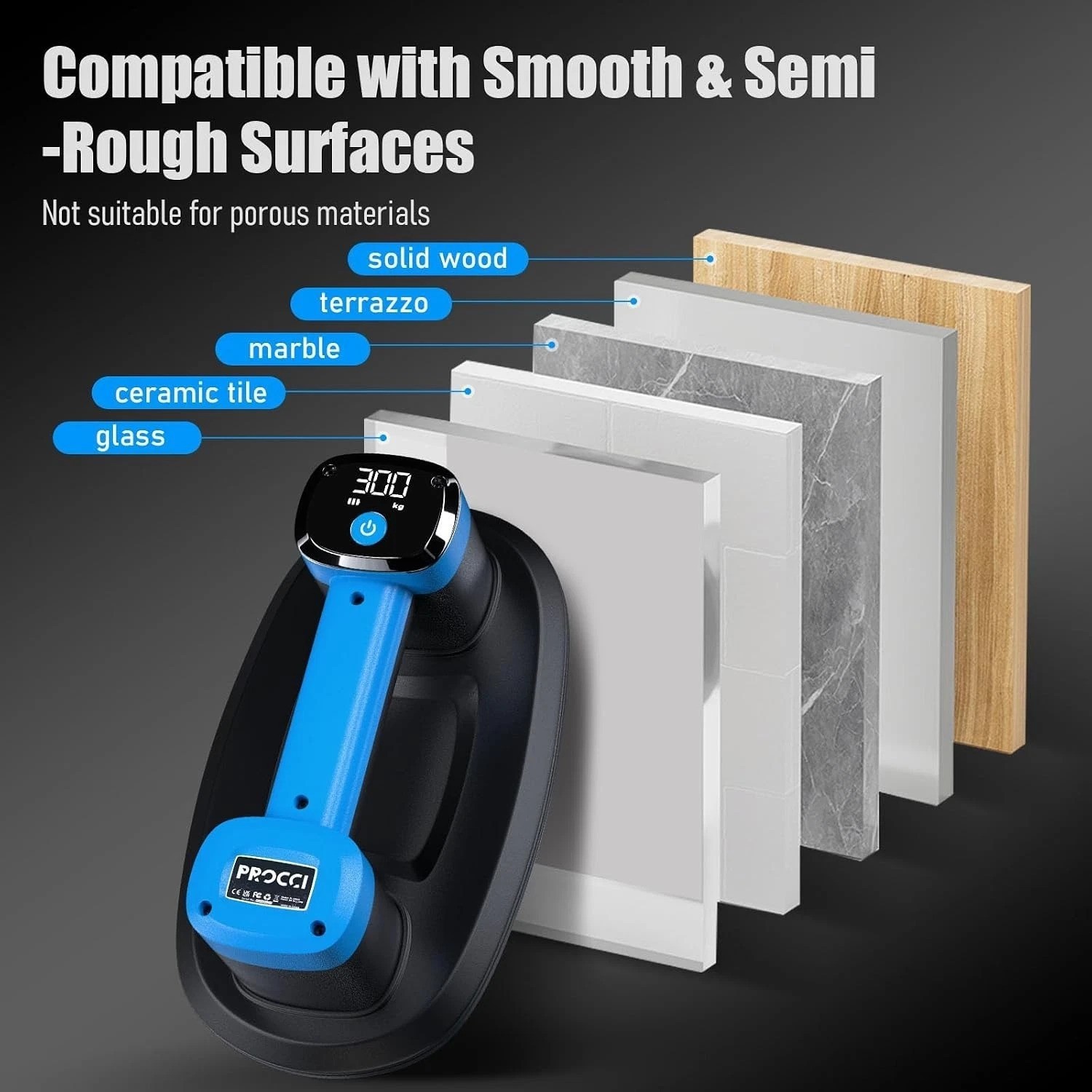 Electric Vacuum Lifter for Tiles, Glass & Marble – 12h Runtime, LCD Display