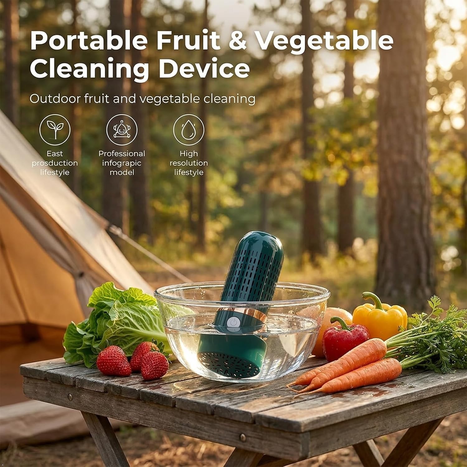 Produce Cleaner – Portable OH-ion Fruit & Vegetable Washer, Deep Cleans Produce,