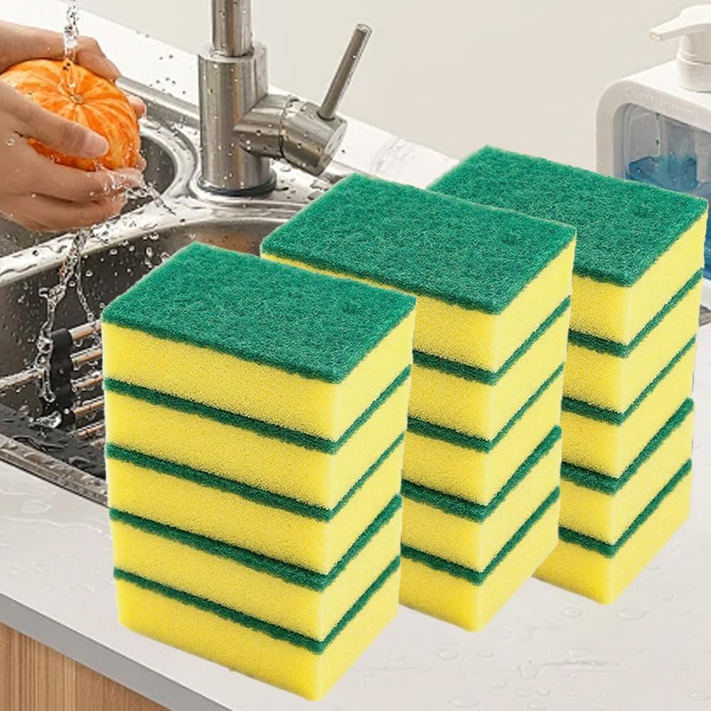 15 Pack Kitchen Cleaning Sponges, Dual Side Cleaning Dish Sponges Cleaning Suppl