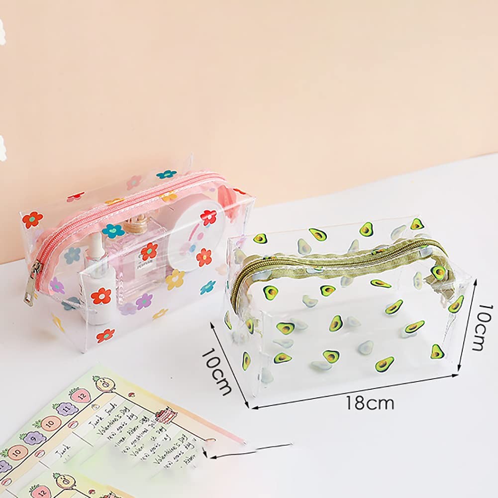 UUYYEO Clear Flower Makeup Bags Transparent Floral 18 x 10 x 10 cm, Colorful