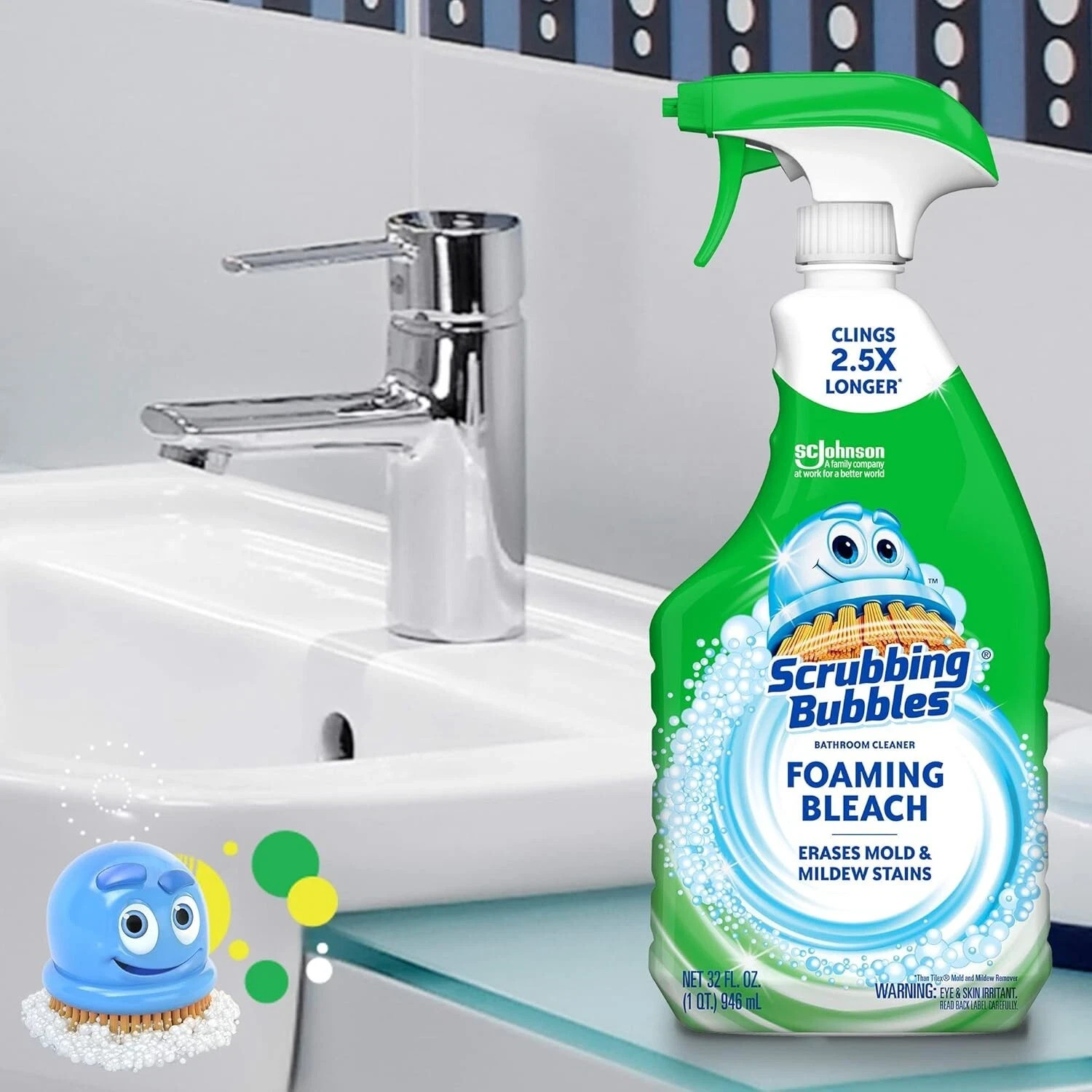 Scrubbing Bubbles Foaming Bleach Bathroom Cleaner, 32oz Spray – (Pack of 2)