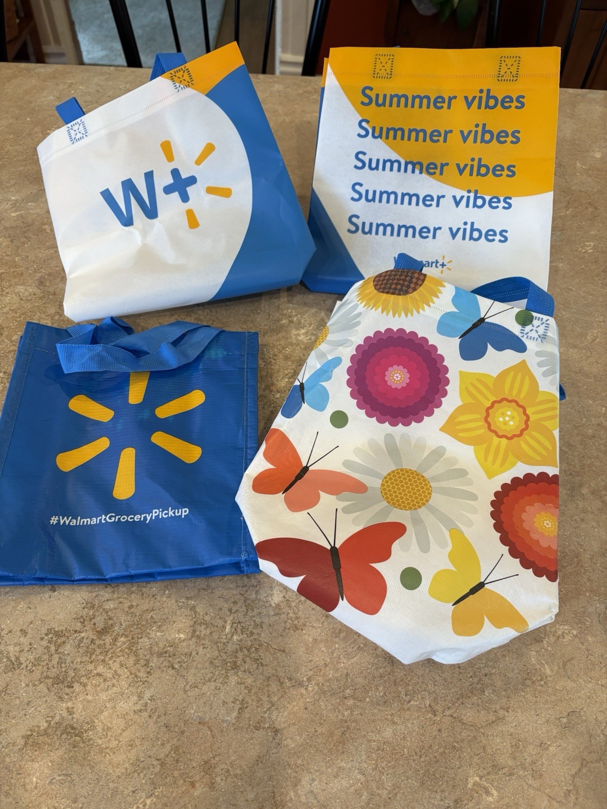 (4) Small Reusable Walmart Bags