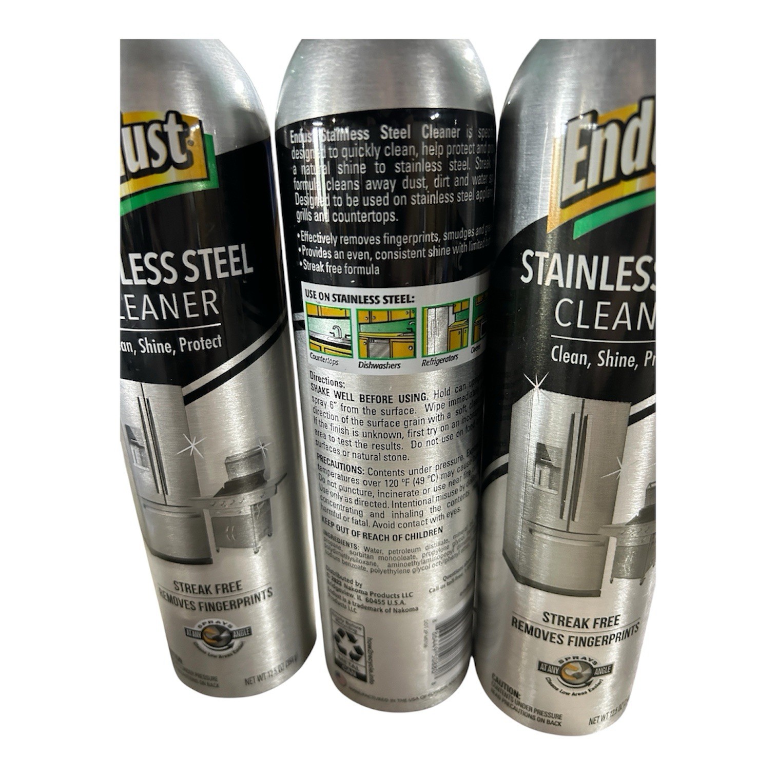 Set of 3 Endust Stainless Steel Cleaner 12.5 oz Spray Cans – Clean Shine Protect