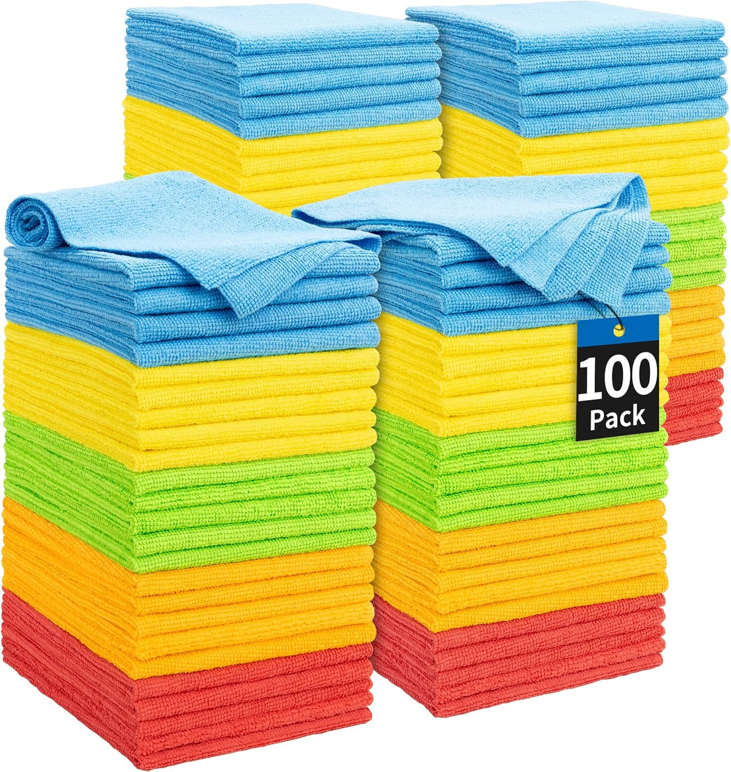 Microfiber Cleaning Cloth,100 Pack Cleaning Rags Microfiber Towel Bulk Absorbent