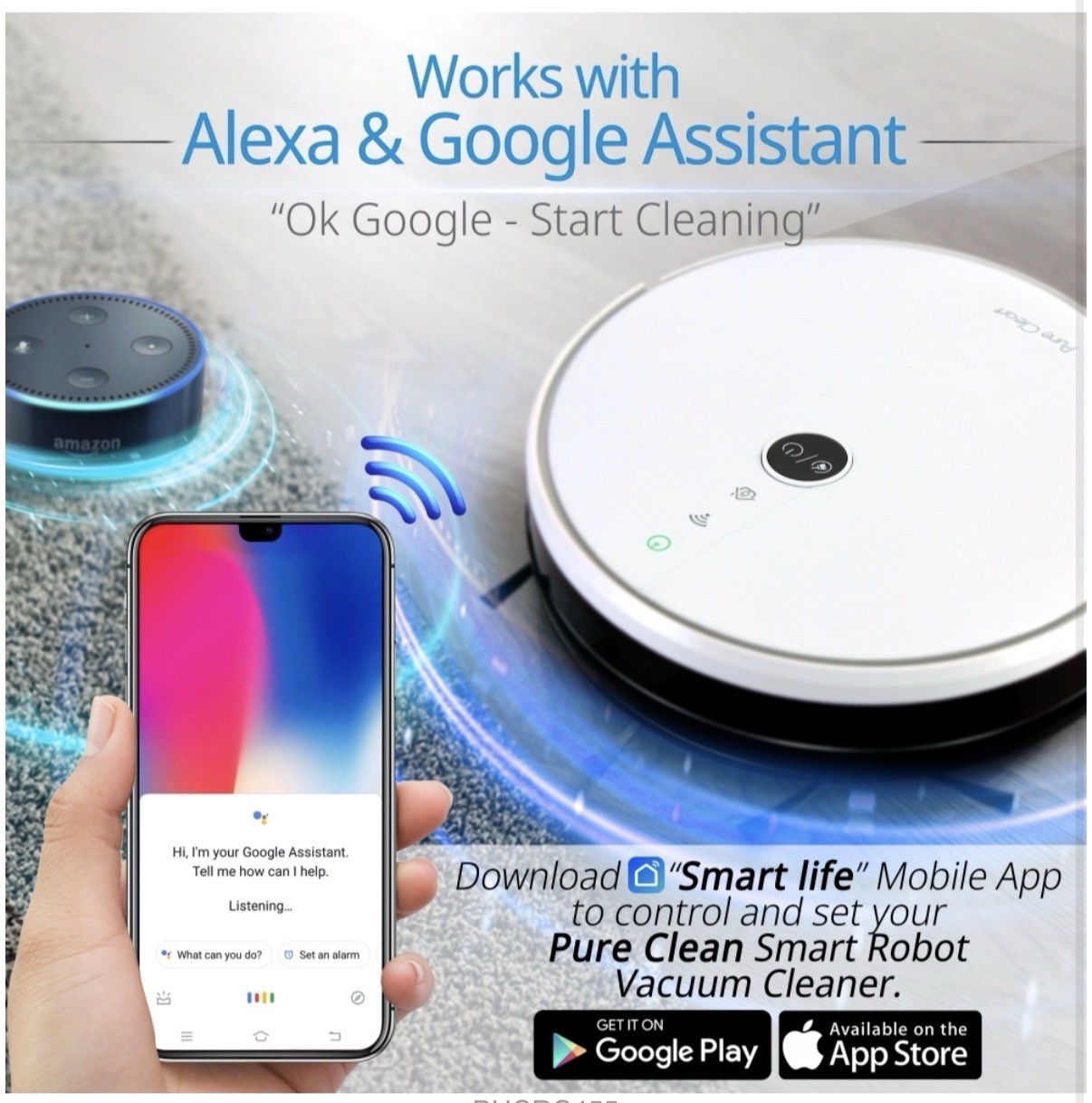 Smart Robot Vacuum – Digital Robot Cleaning Vacuum with WiFi App and Wireless