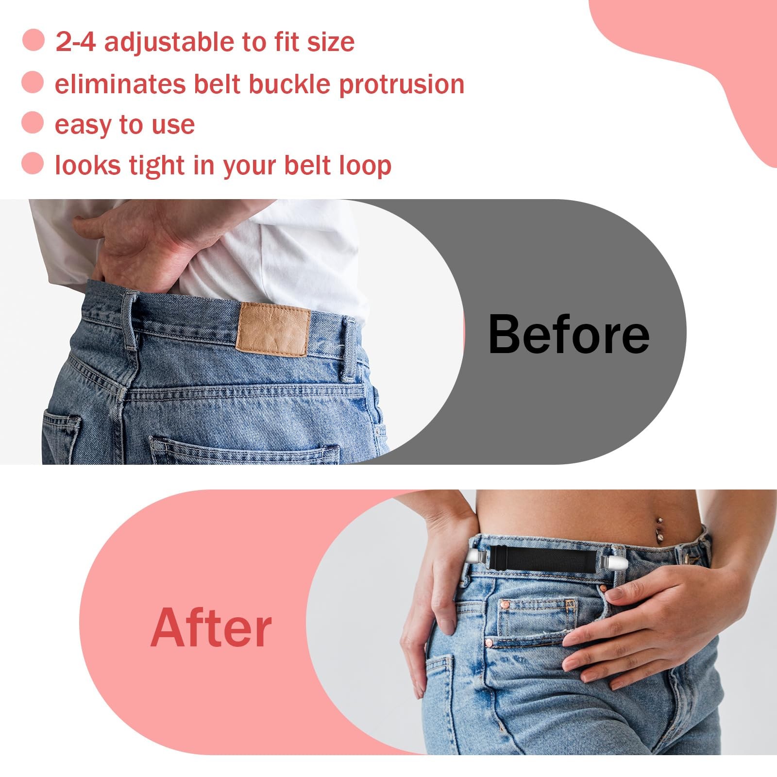 6 PCS Adjustable Waist Tightener Clips for Women – Elastic Cincher Pants, Shirt