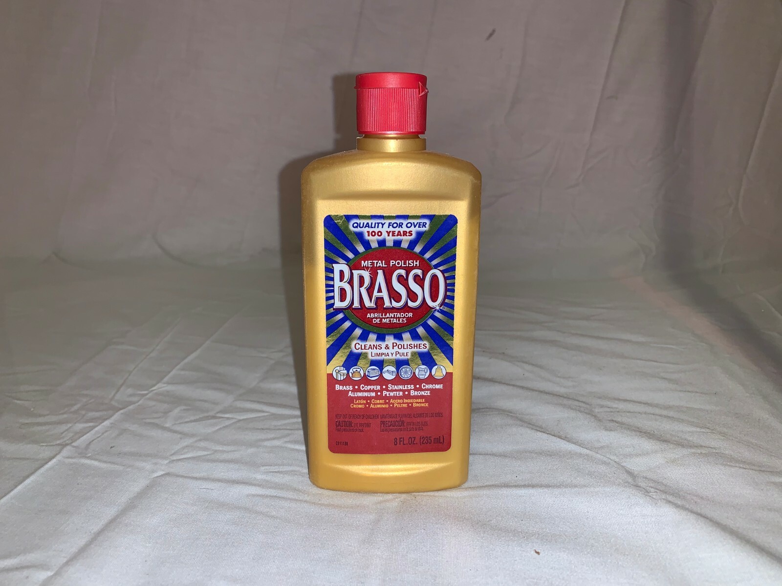 BRASSO CLEANS & POLISH BRASS COPPER STAINLESS CHROME ALUMINUM PEWTER BRONZE 8oz