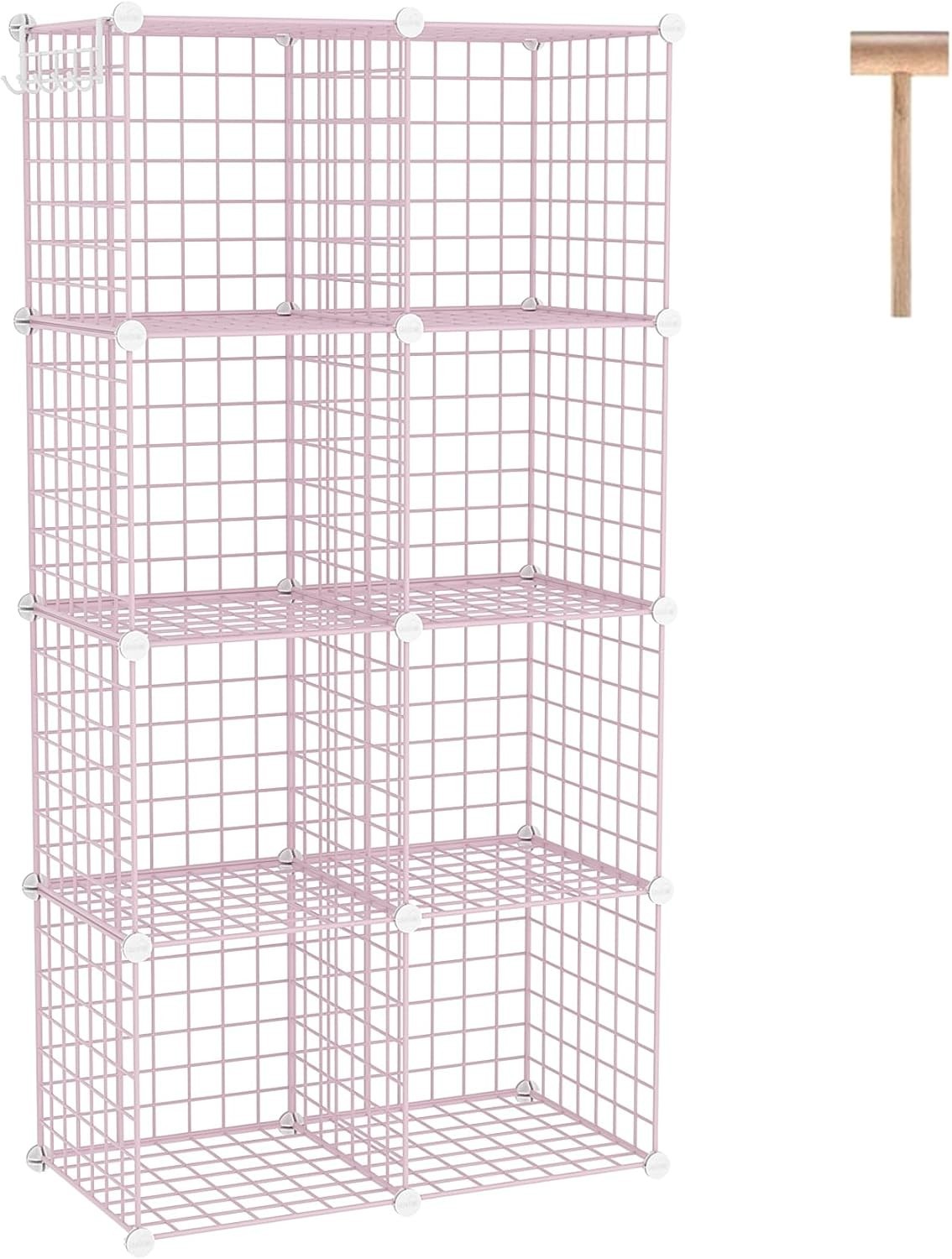 Stylish 8-Cube Wire Storage Organizer – Modern Metal Shelving Unit in Pink