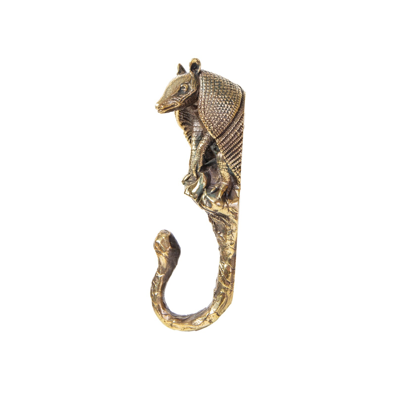 Armadillo, brass large hook, exquisite details. Perfect for clothes, towels, hat
