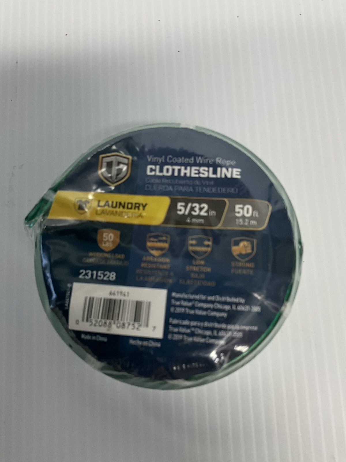TRUE GUARD Vinyl Coated Green Clothesline 5/32in 50ft (Brand New)