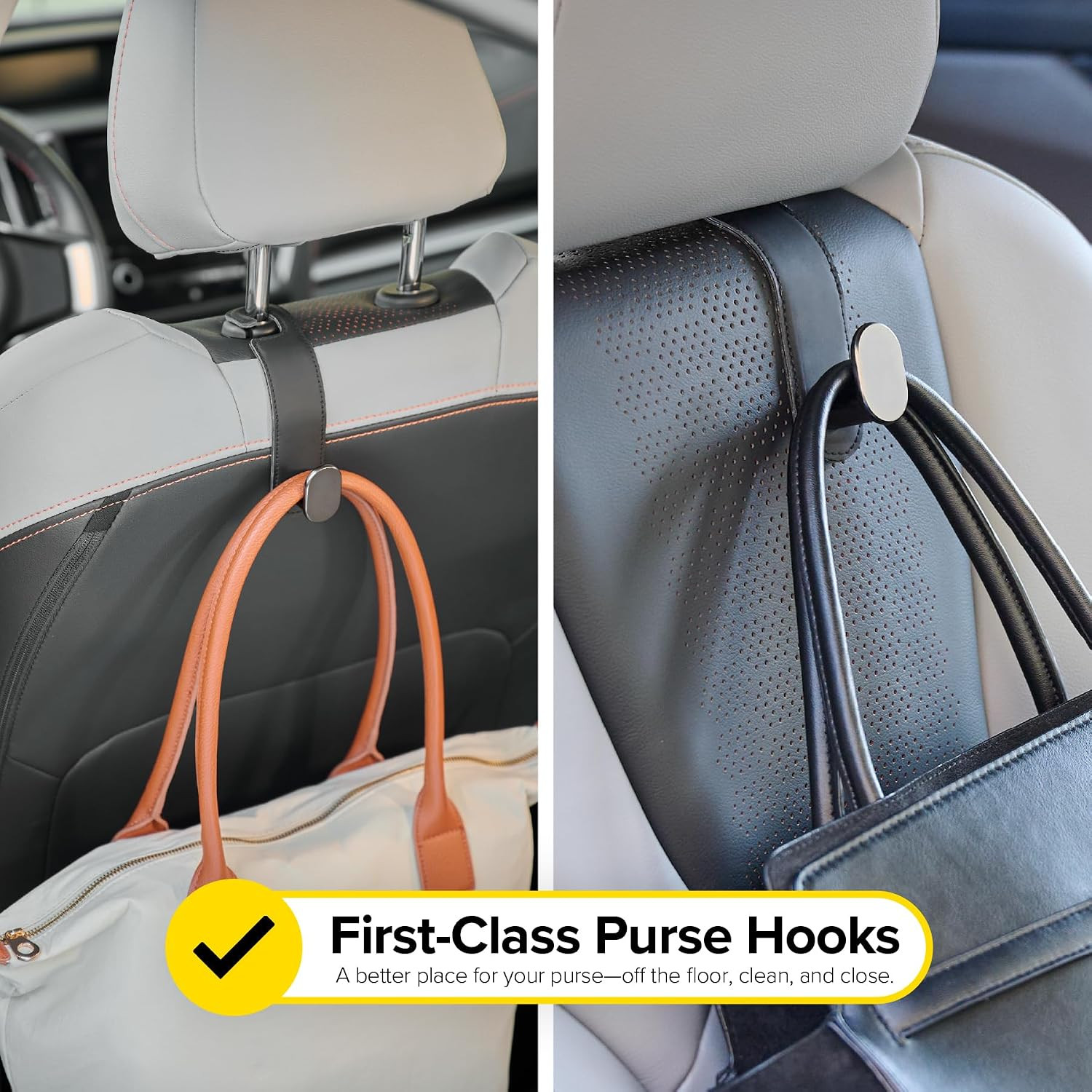 Headrest Hook (2-Pack) – Car Accessories | for Hanging Bags and Purses, Simple S