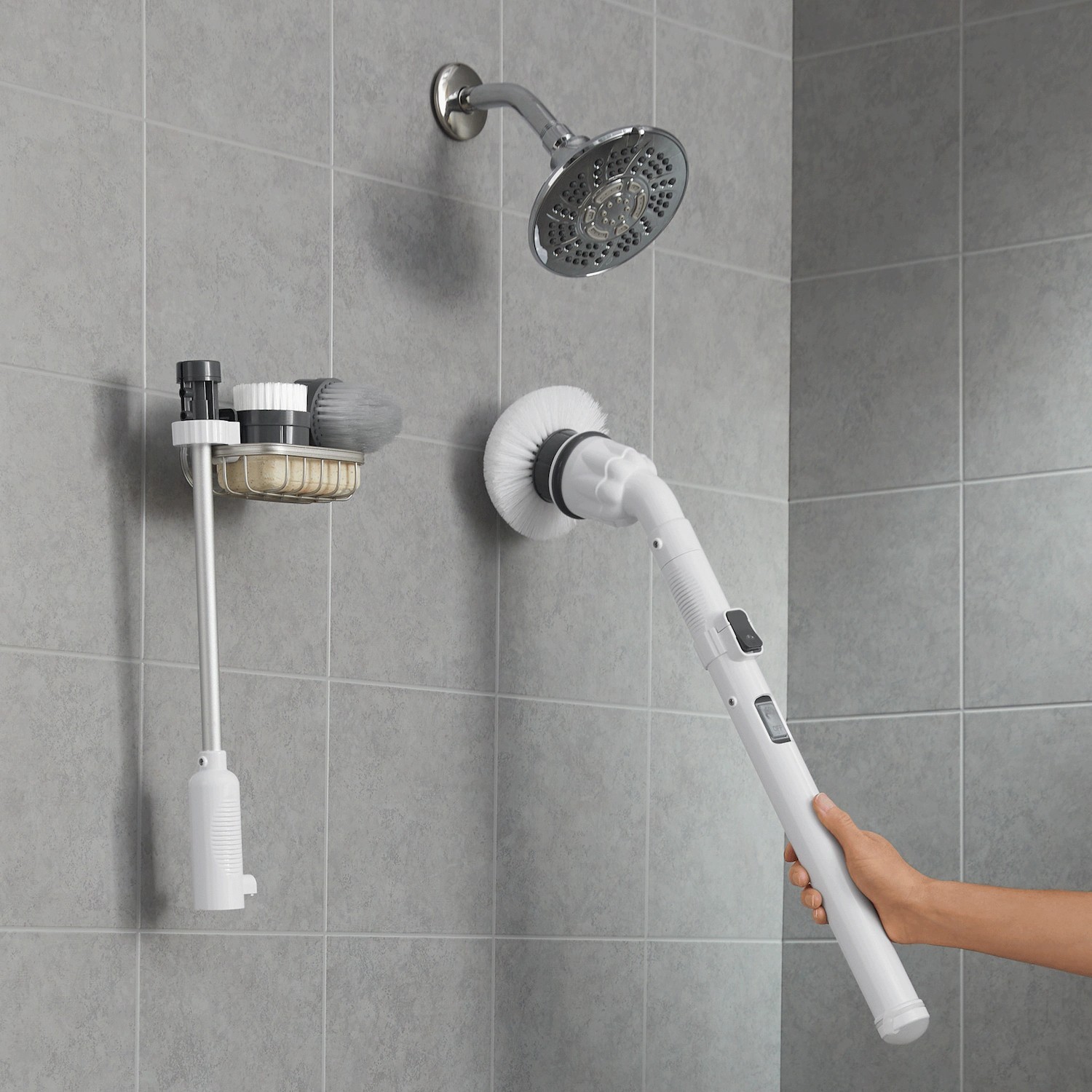 Homitt Cordless Floor Replaceable Shower Cleaning Brush Electric Spin Scrubber