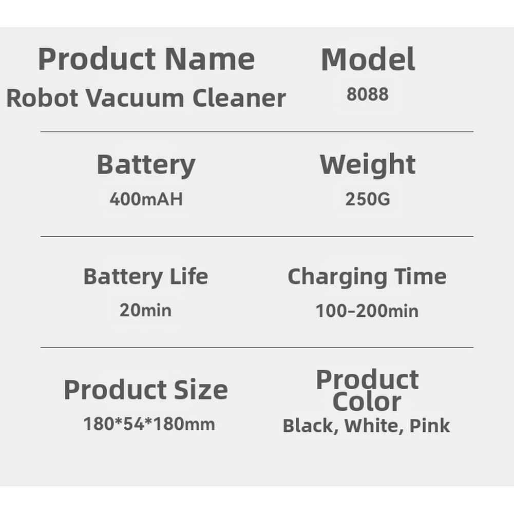 Ultra Thin 5.4cm Robot Vacuum Cleaner Mop Sweeper for Home 18×5.4x18cm