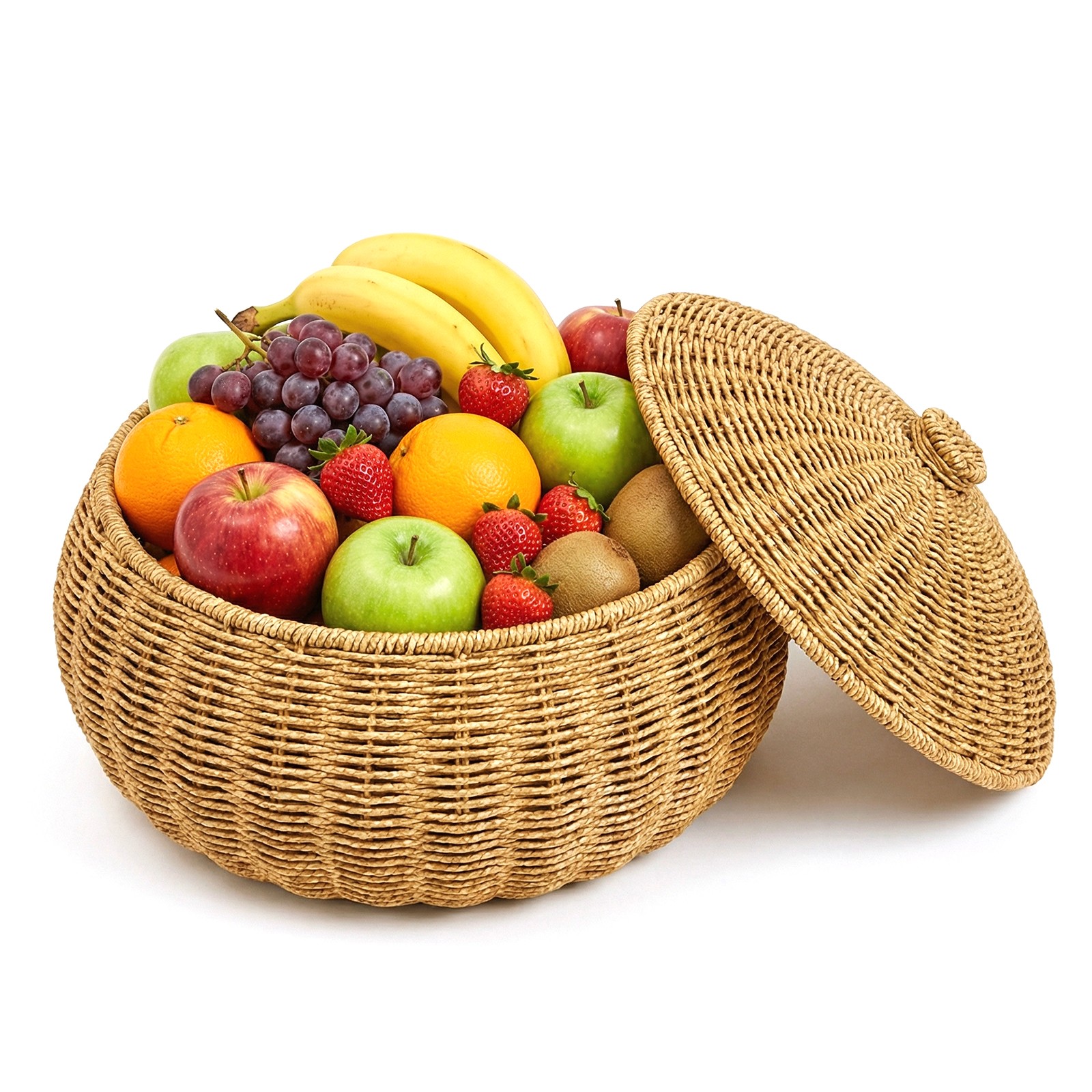 Round Rattan Boxes Weaving Decorative Shelf Basket Ideal for Picnics & Dining
