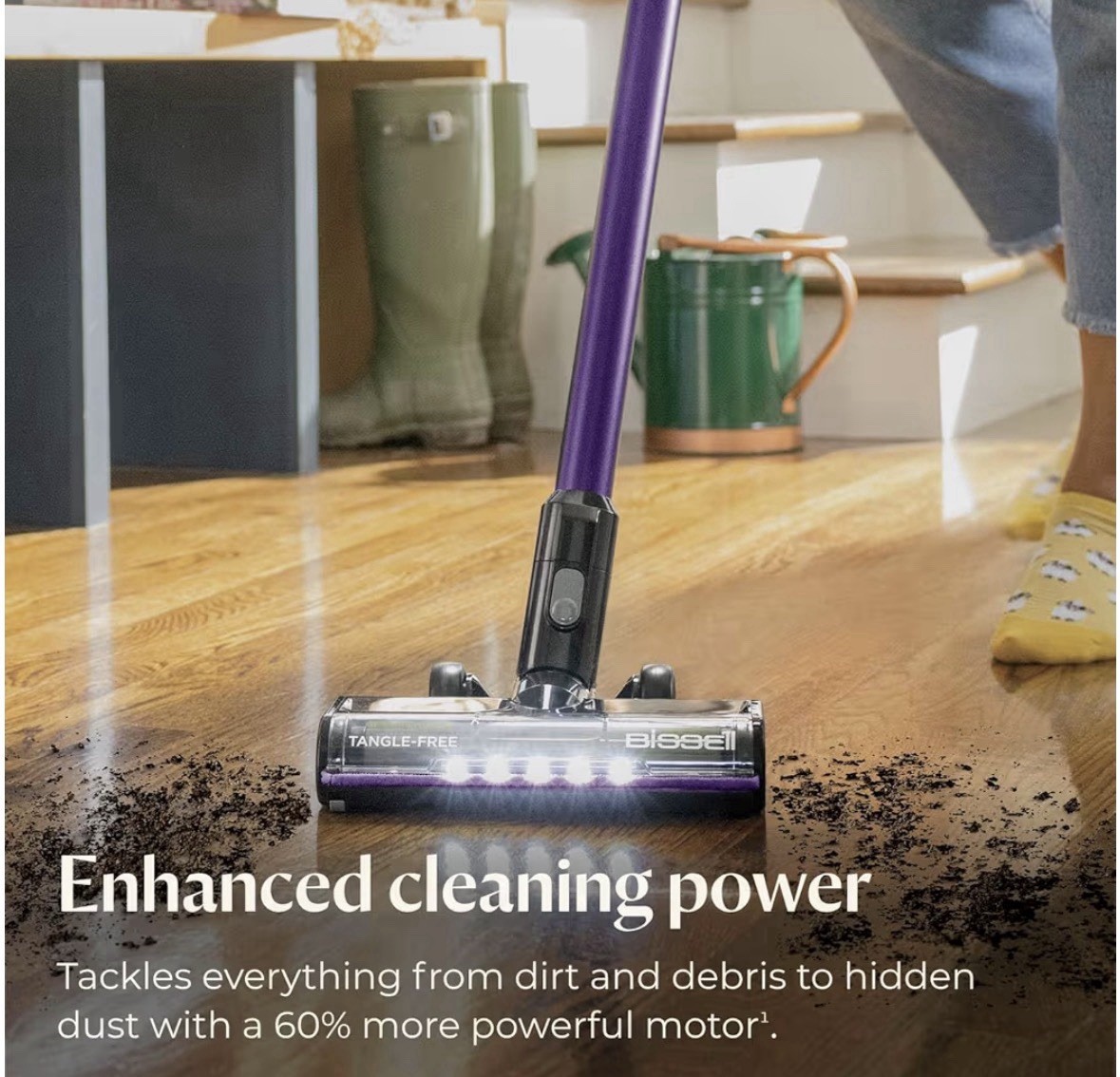 BISSELL Cordless Bagless Stick Vacuum Tangle-Free 40 Min Purple