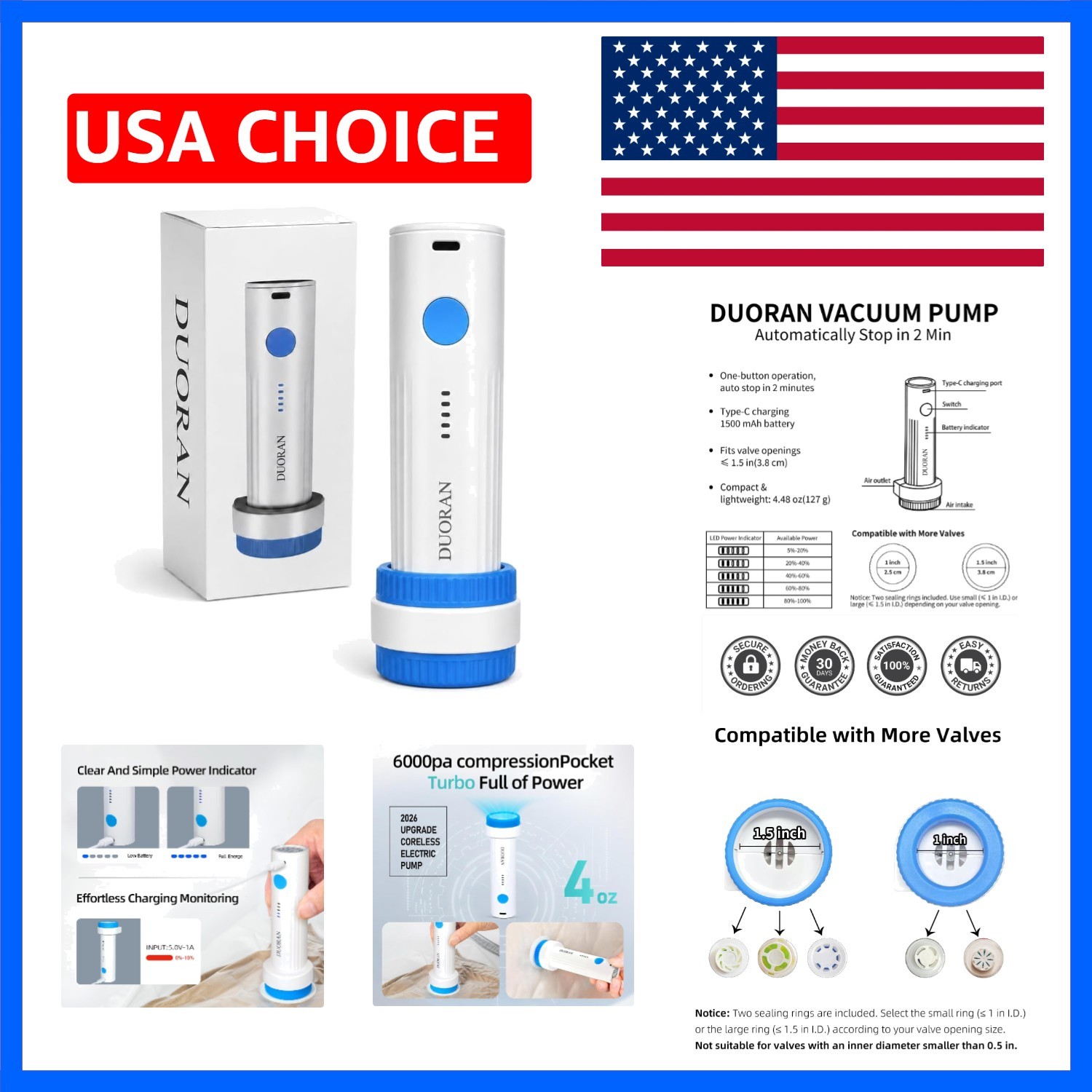 Cordless Electric Vacuum Pump for Vacuum Storage Bags Travel Air Pump, Portab…