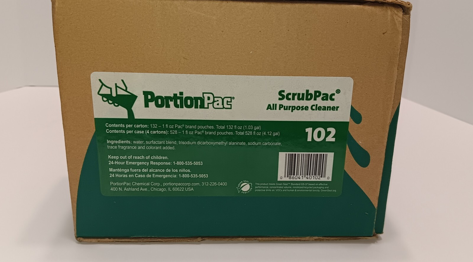 PortionPac ScrubPac 102 All Purpose Biodegradable Cleaner 2 Gal. per pack 132ct