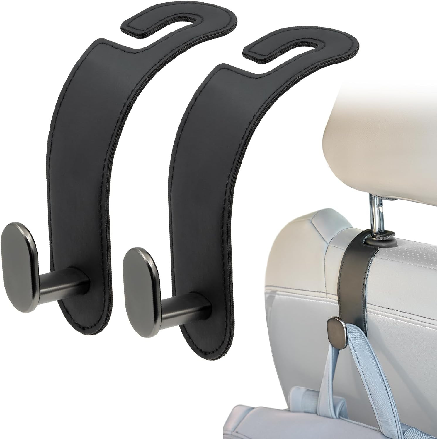 Headrest Hook (2-Pack) – Car Accessories | for Hanging Bags and Purses, Simple S