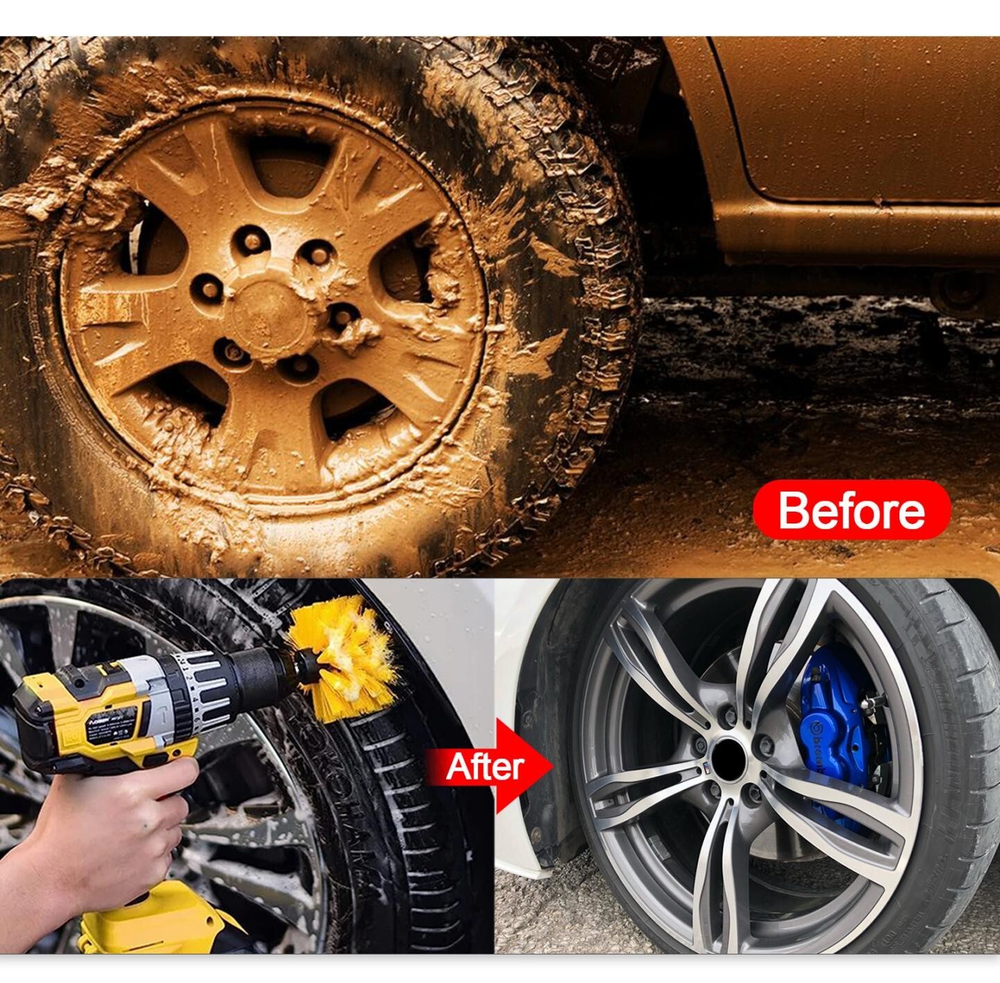 3 PCS Drill Brush Set Power Scrubber Attachments Car Carpet Tile Grout Cleaning