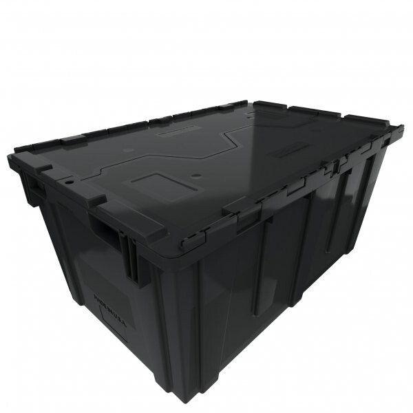 Heavy-Duty Attached Lid Tote (XL) 19 Gallon Made USA 2.5 CU. FT 500lb Stackable