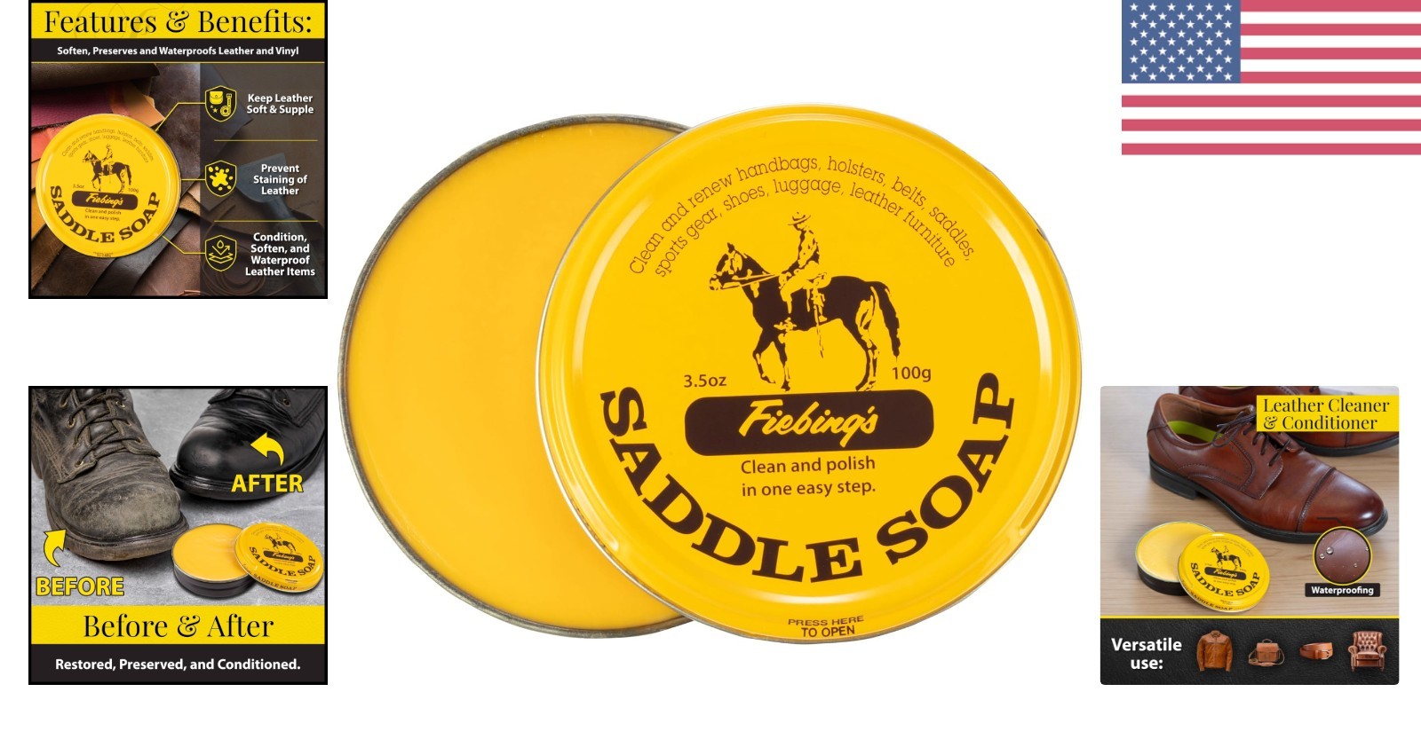 Versatile 3.5 oz Saddle Soap for Leather Care – Perfect for Shoes, Bags & More