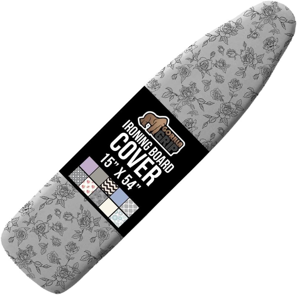Scorch Resistant Ironing Board Cover with Strong Bungee Elastic – Floral