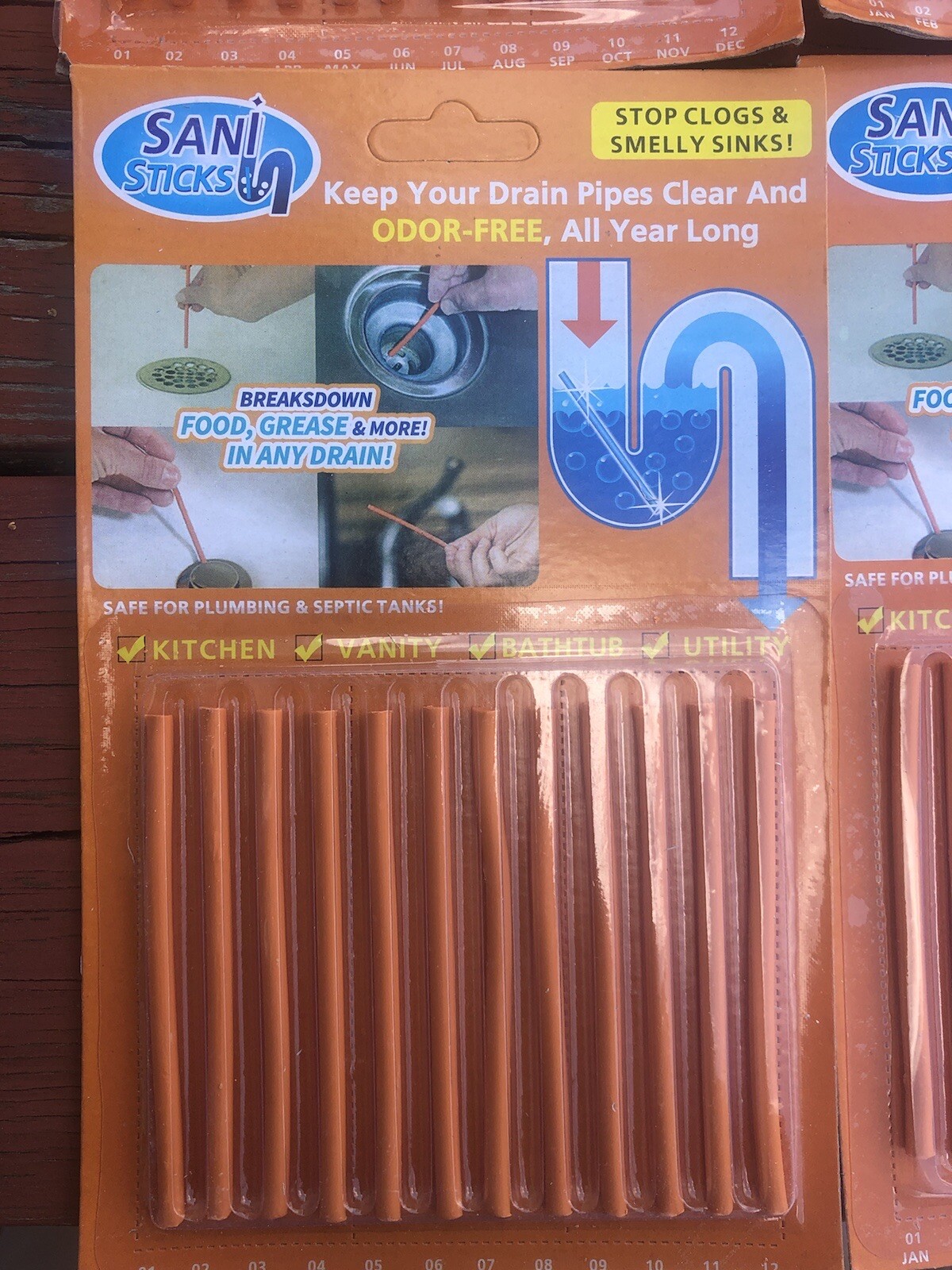 (Lot Of 4) Sani Sticks 48 Sticks New Cleans Sink Grain Bio Degradable 4 Scents